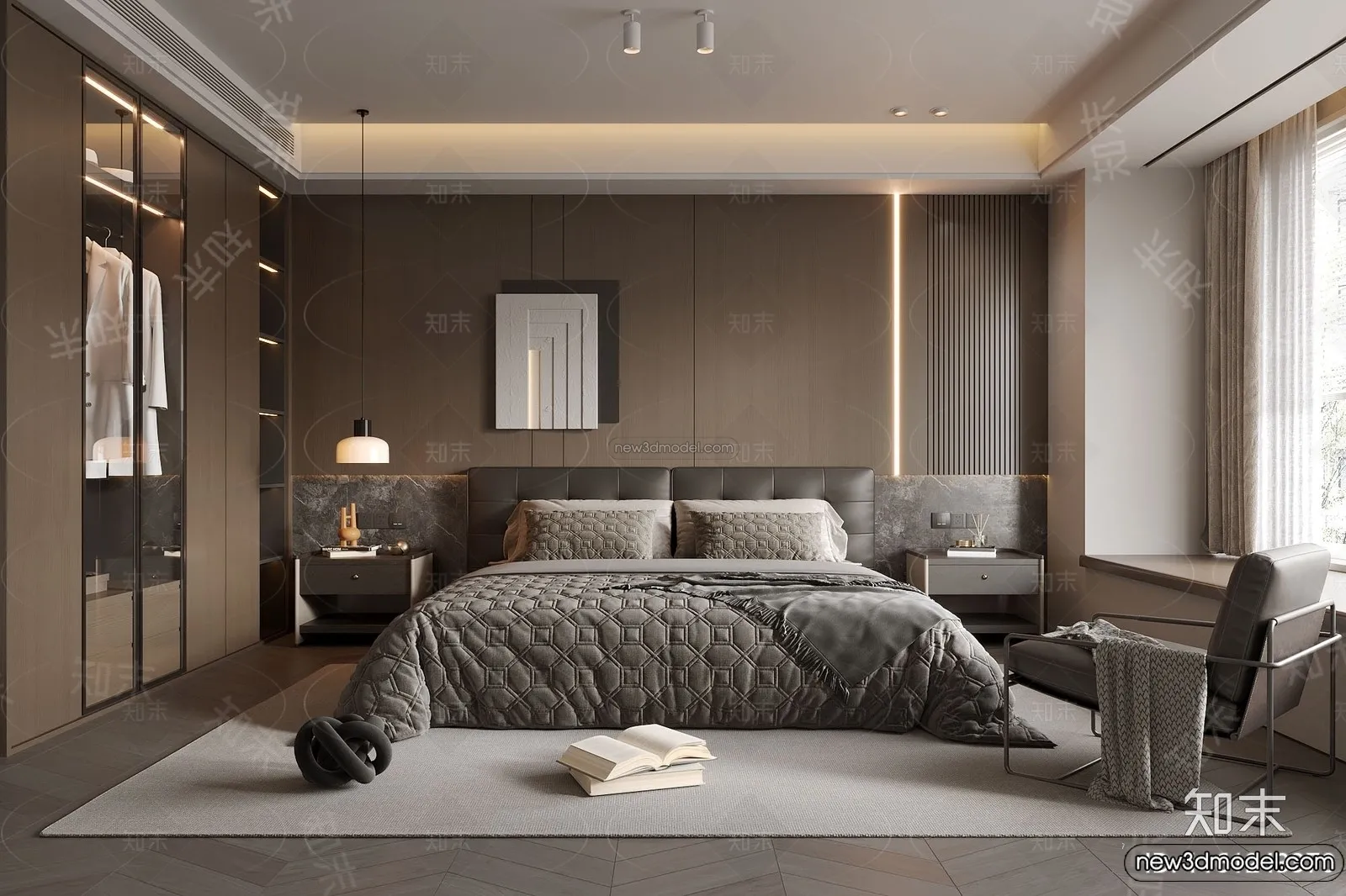 Bedroom – 3D Interior Scene – Italian Style – 006