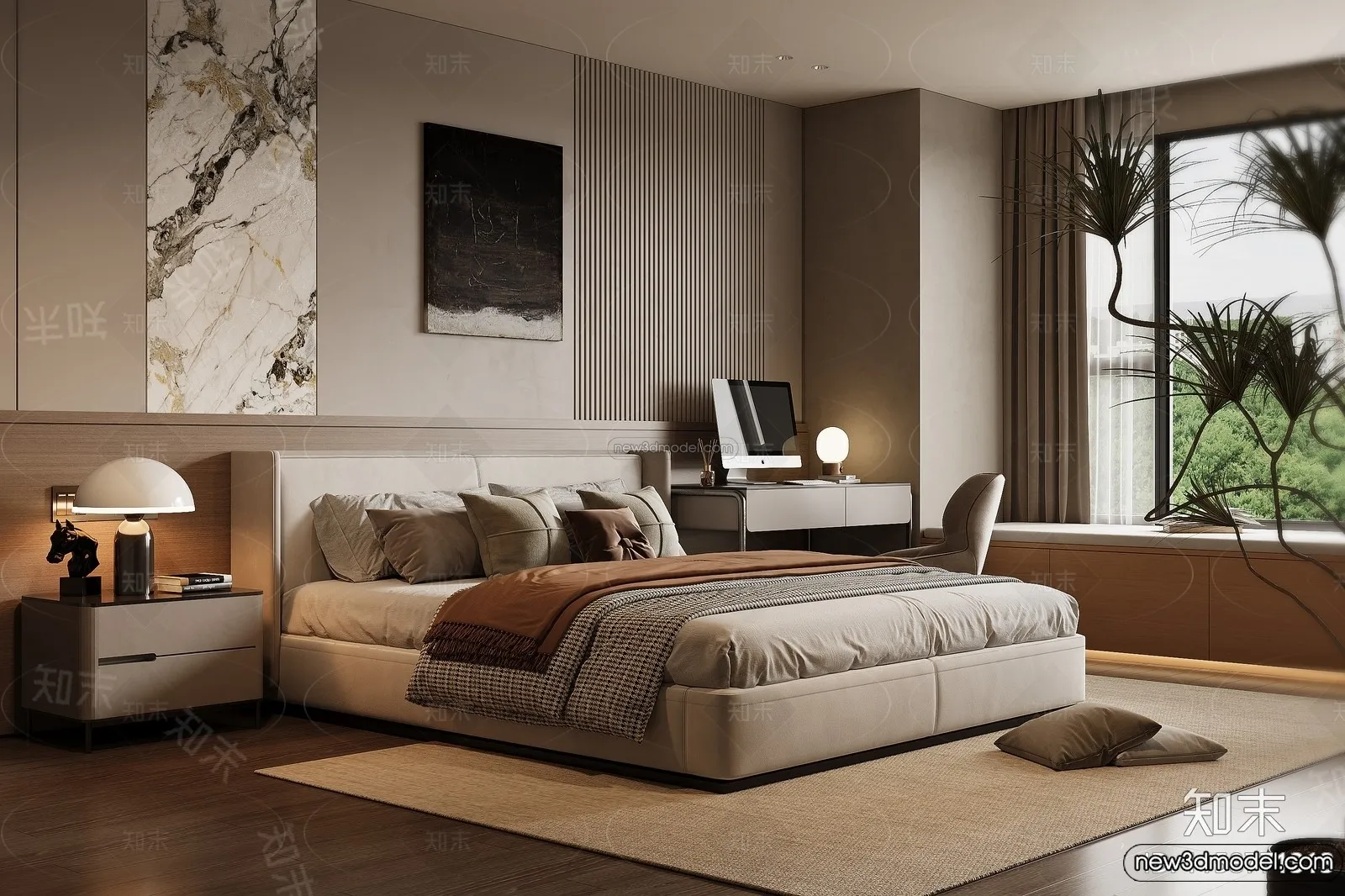 Bedroom – 3D Interior Scene – Italian Style – 007