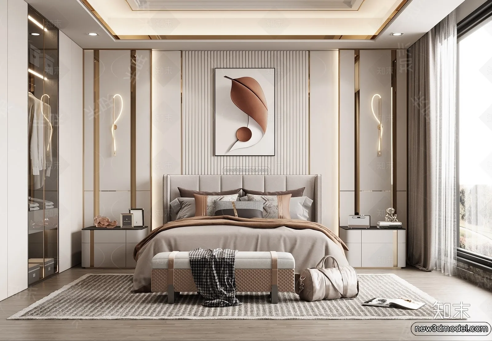 Bedroom – 3D Interior Scene – Italian Style – 014