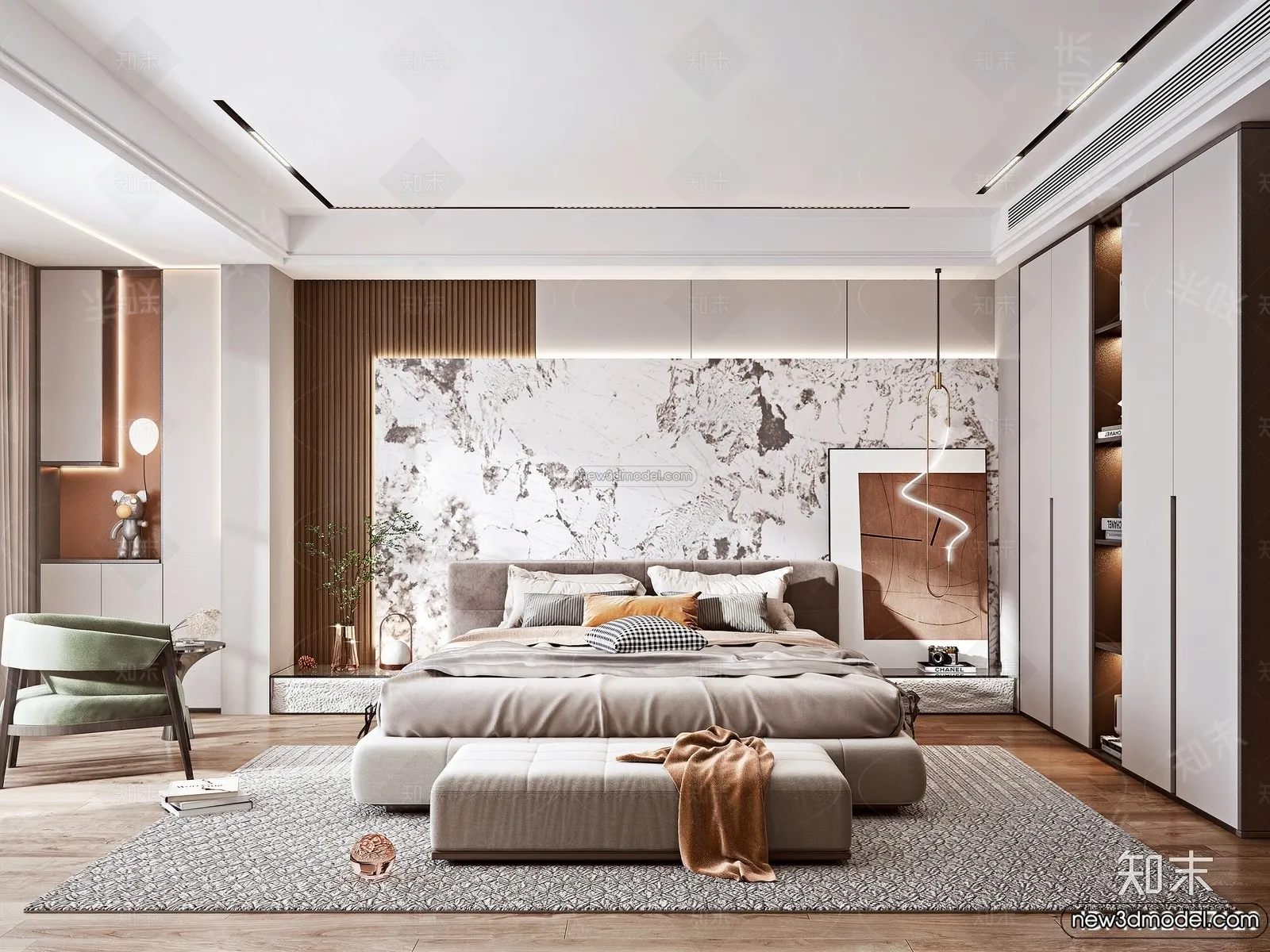 Bedroom – 3D Interior Scene – Italian Style – 016