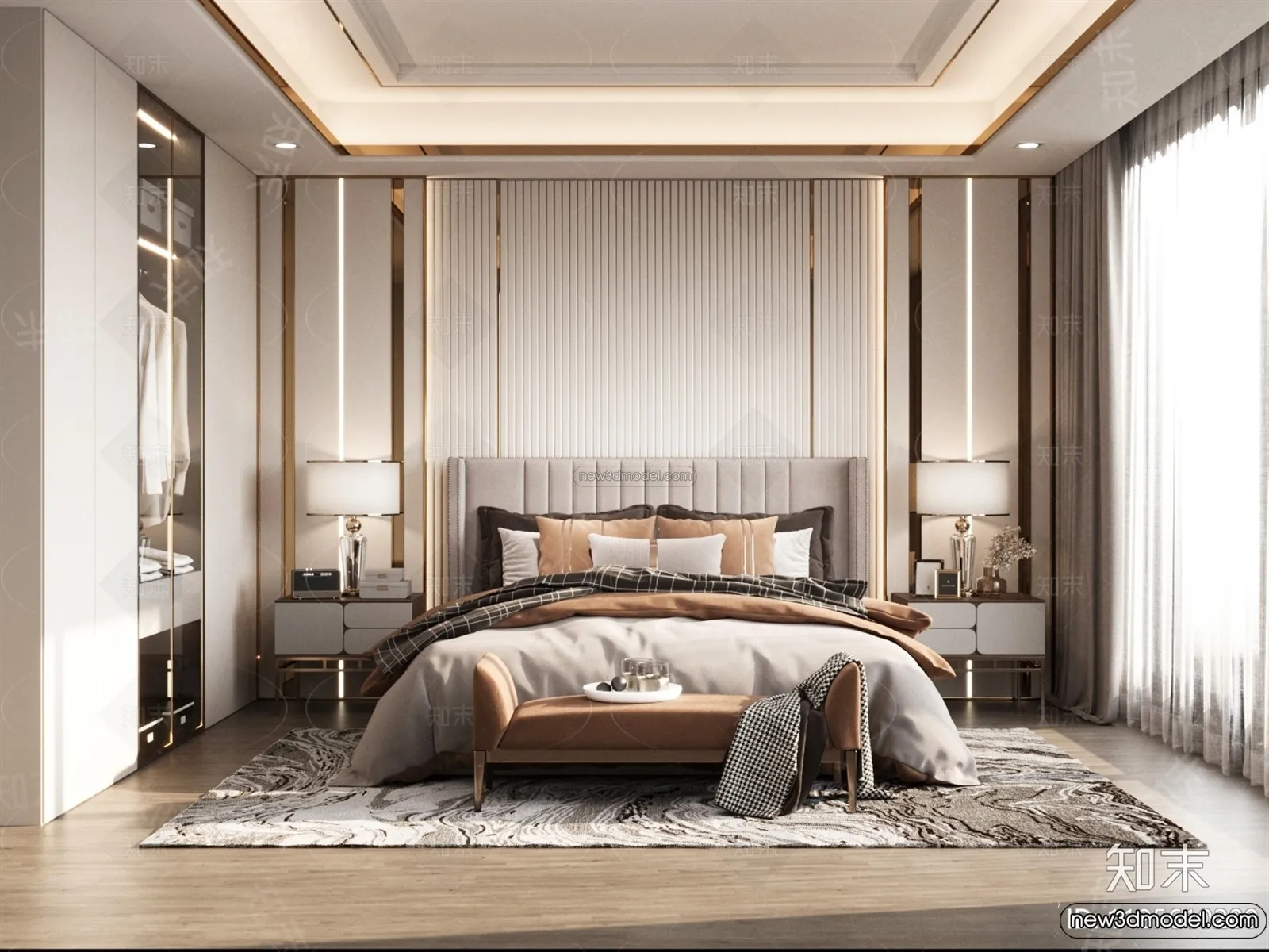 Bedroom – 3D Interior Scene – Italian Style – 018