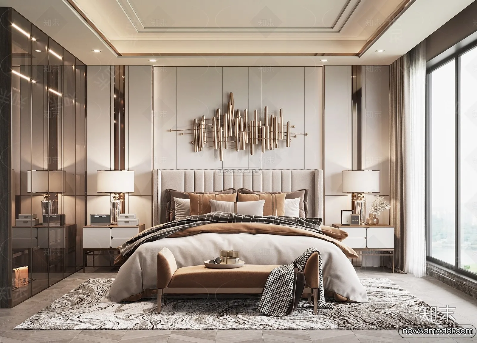 Bedroom – 3D Interior Scene – Italian Style – 026