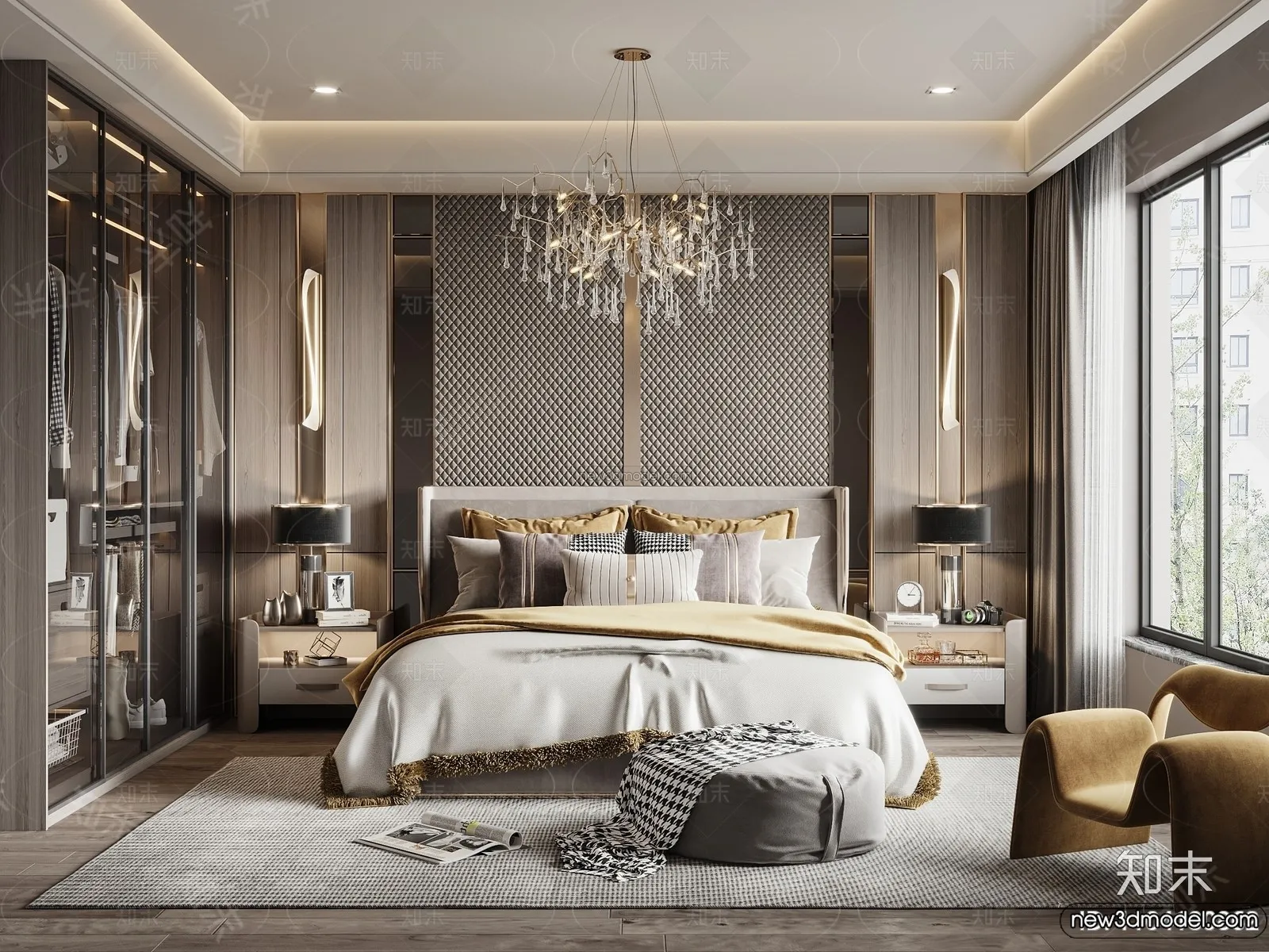 Bedroom – 3D Interior Scene – Italian Style – 034