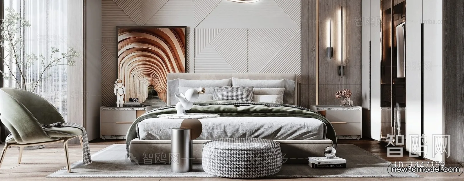 Bedroom – 3D Interior Scene – Italian Style – 036