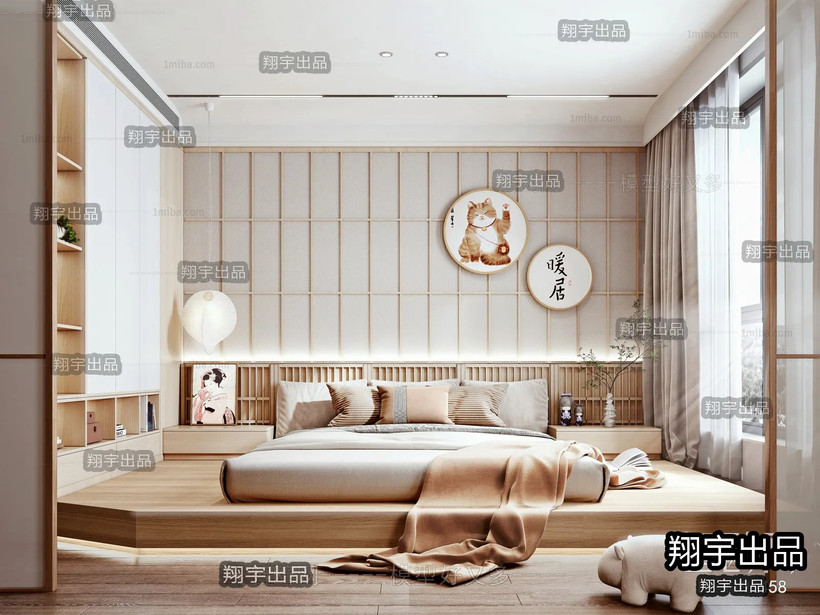 Bedroom 3D Interior Scene – Japanese Style – 001