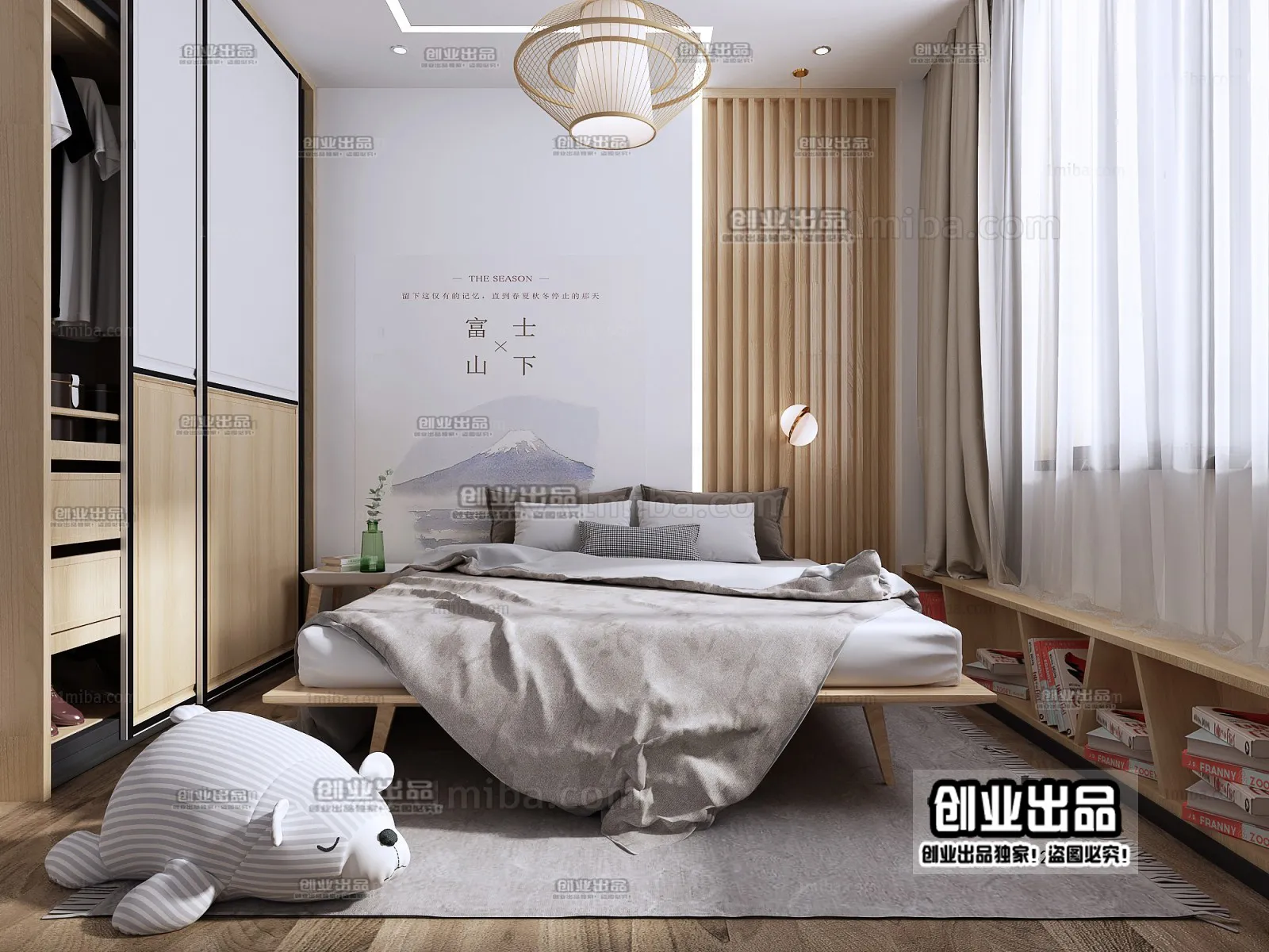 Bedroom 3D Interior Scene – Japanese Style – 008