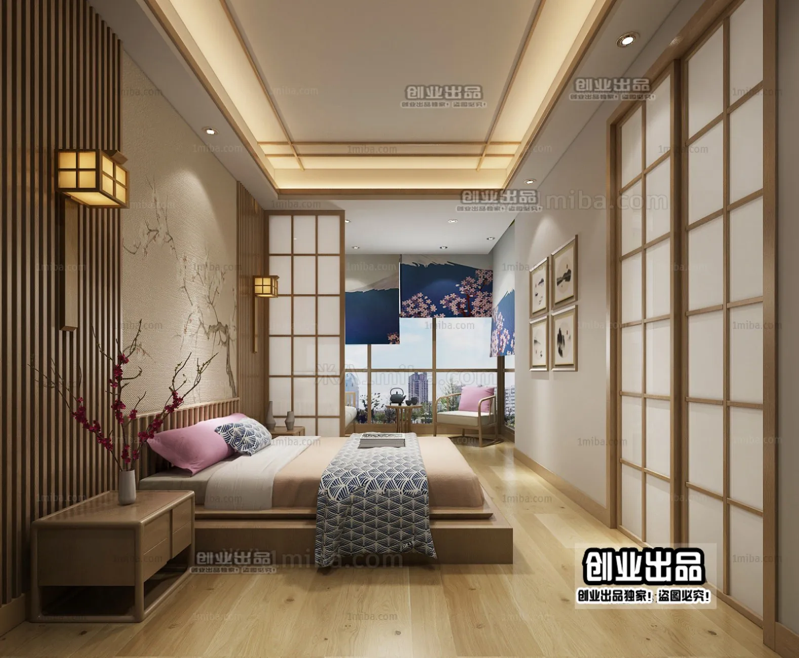 Bedroom 3D Interior Scene – Japanese Style – 009