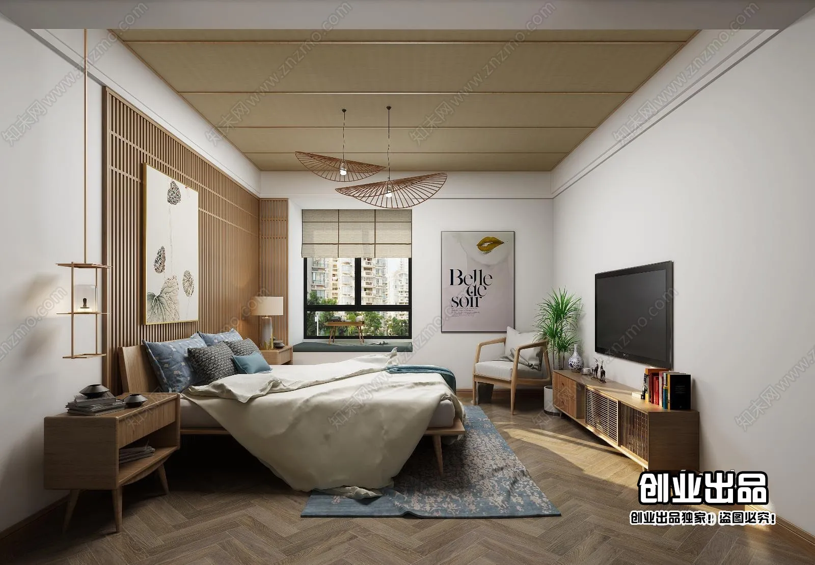 Bedroom 3D Interior Scene – Japanese Style – 021