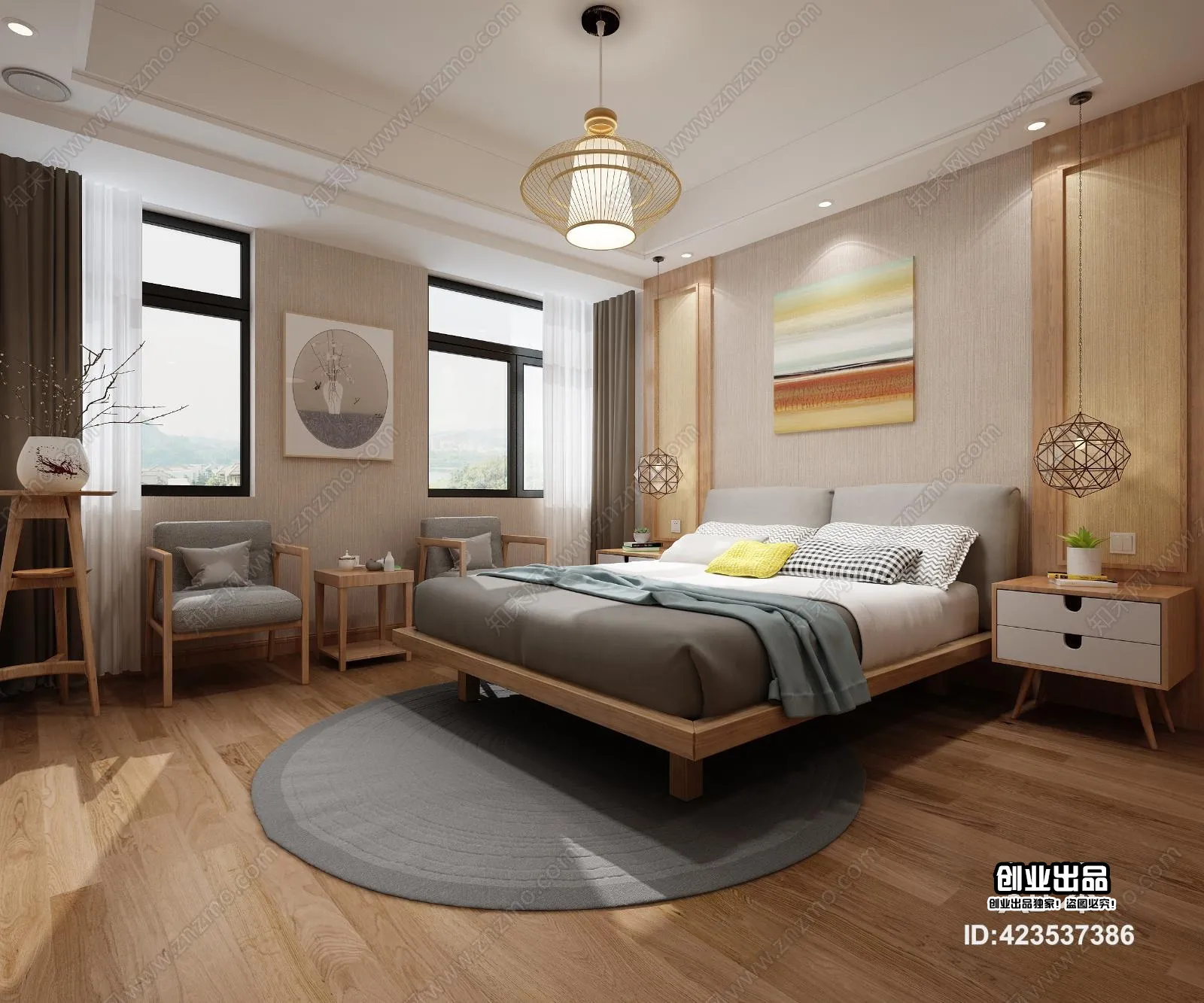 Bedroom 3D Interior Scene – Japanese Style – 026