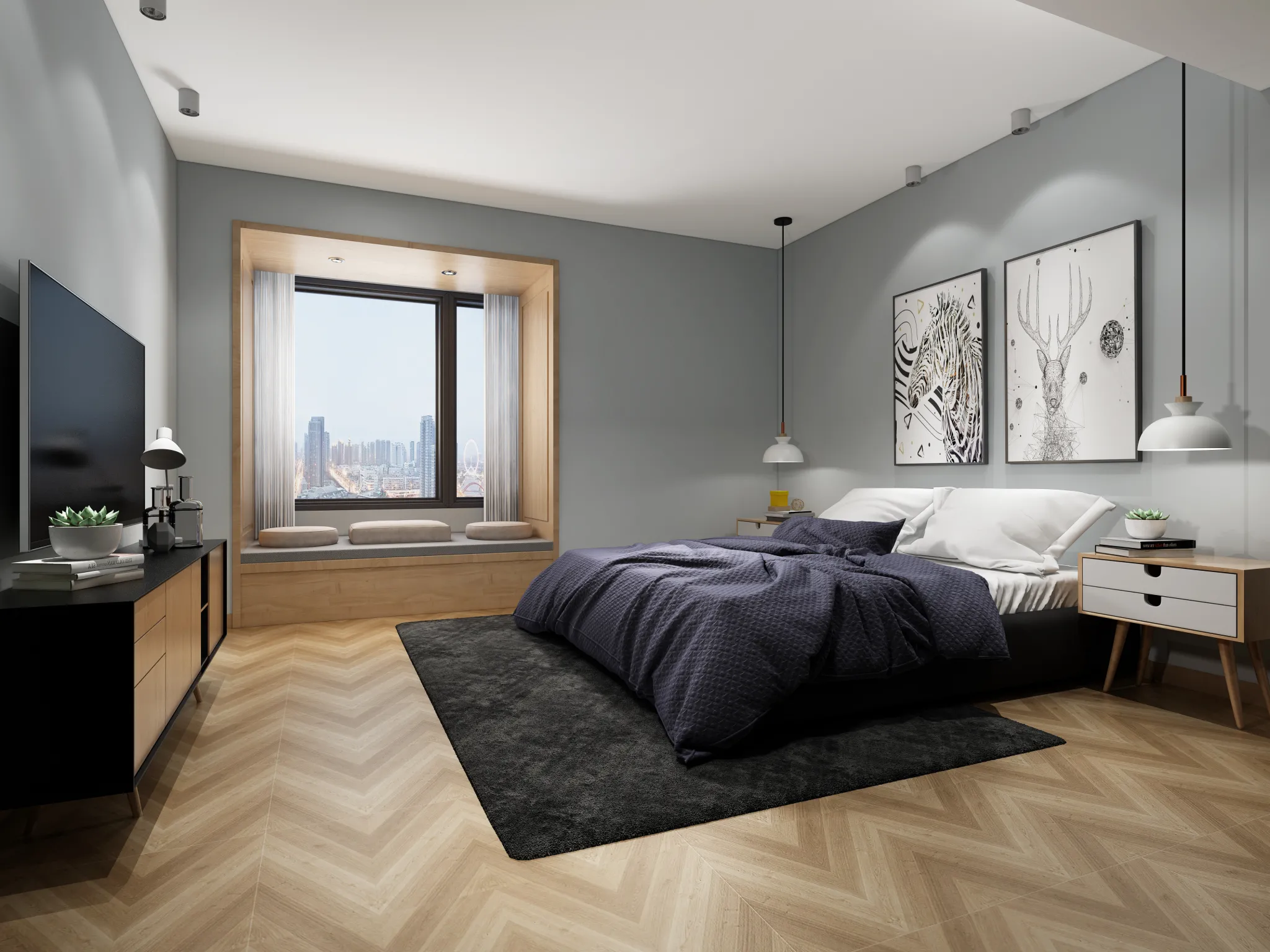 Bedroom 3D Interior Scene – Japanese Style – 029