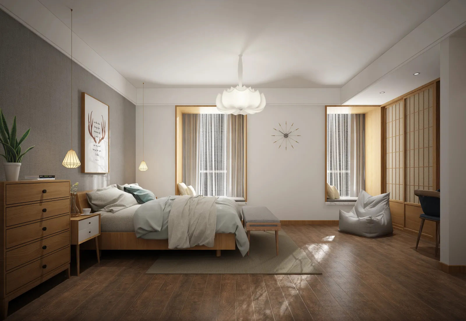 Bedroom 3D Interior Scene – Japanese Style – 032