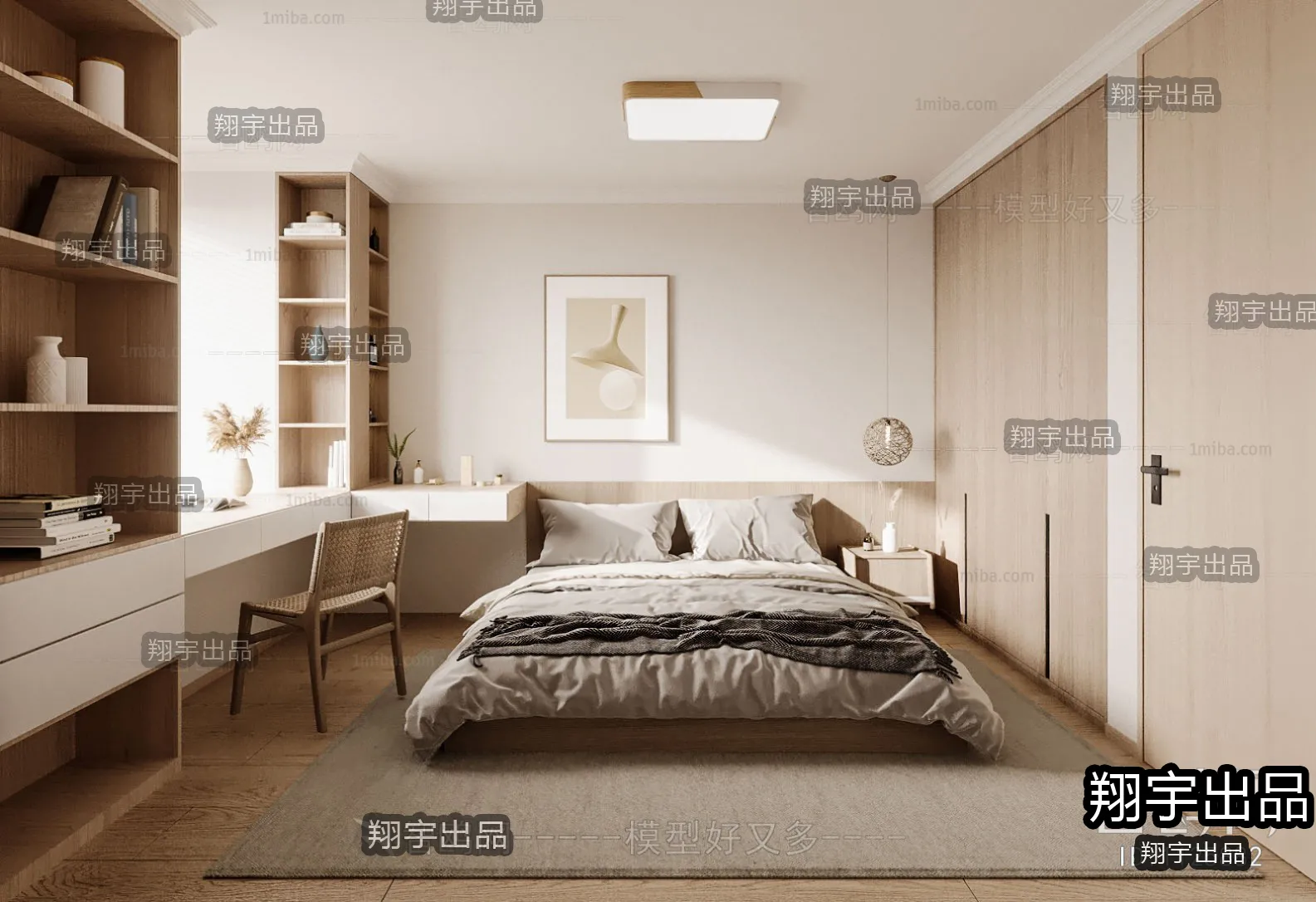 Bedroom 3D Interior Scene – Japanese Style – 034