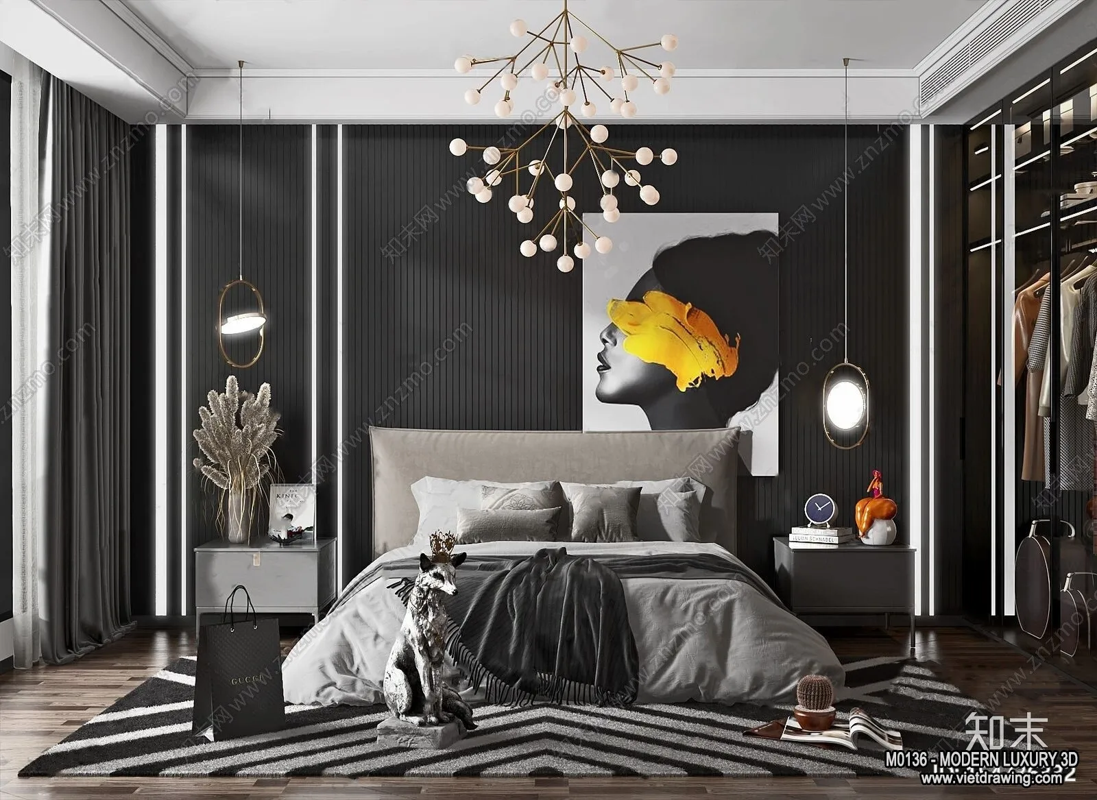 Bedroom – 3D Interior Scene – Luxury Style – 005