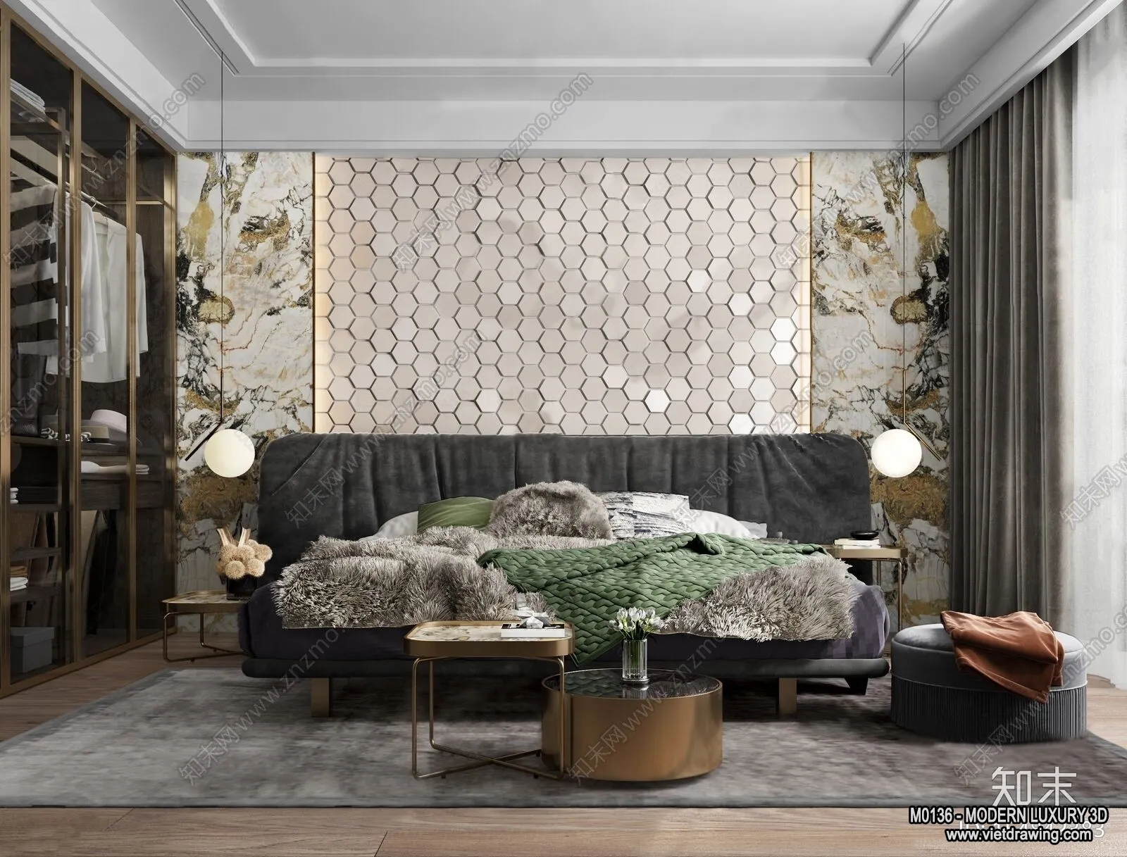 Bedroom – 3D Interior Scene – Luxury Style – 008