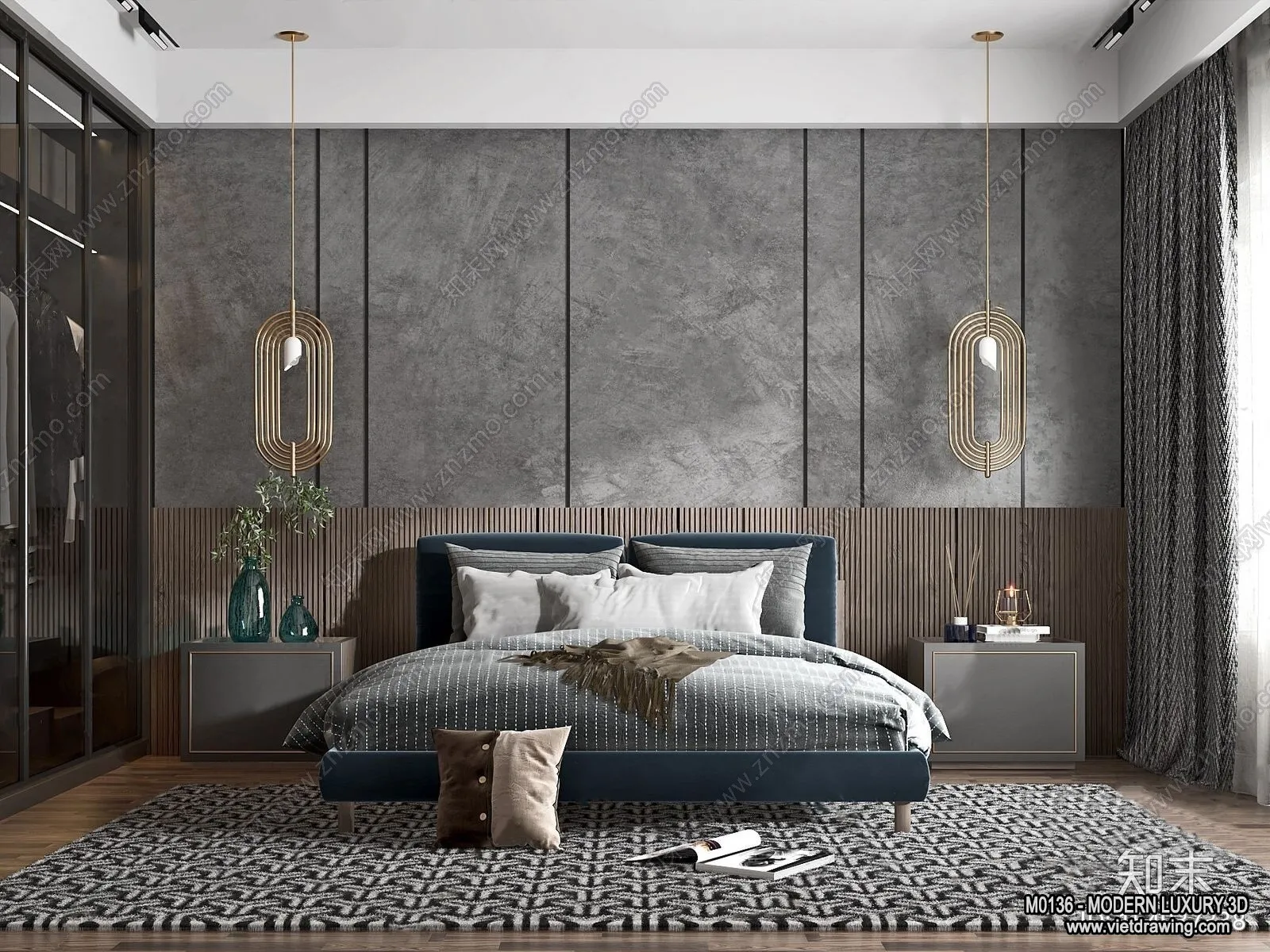 Bedroom – 3D Interior Scene – Luxury Style – 009