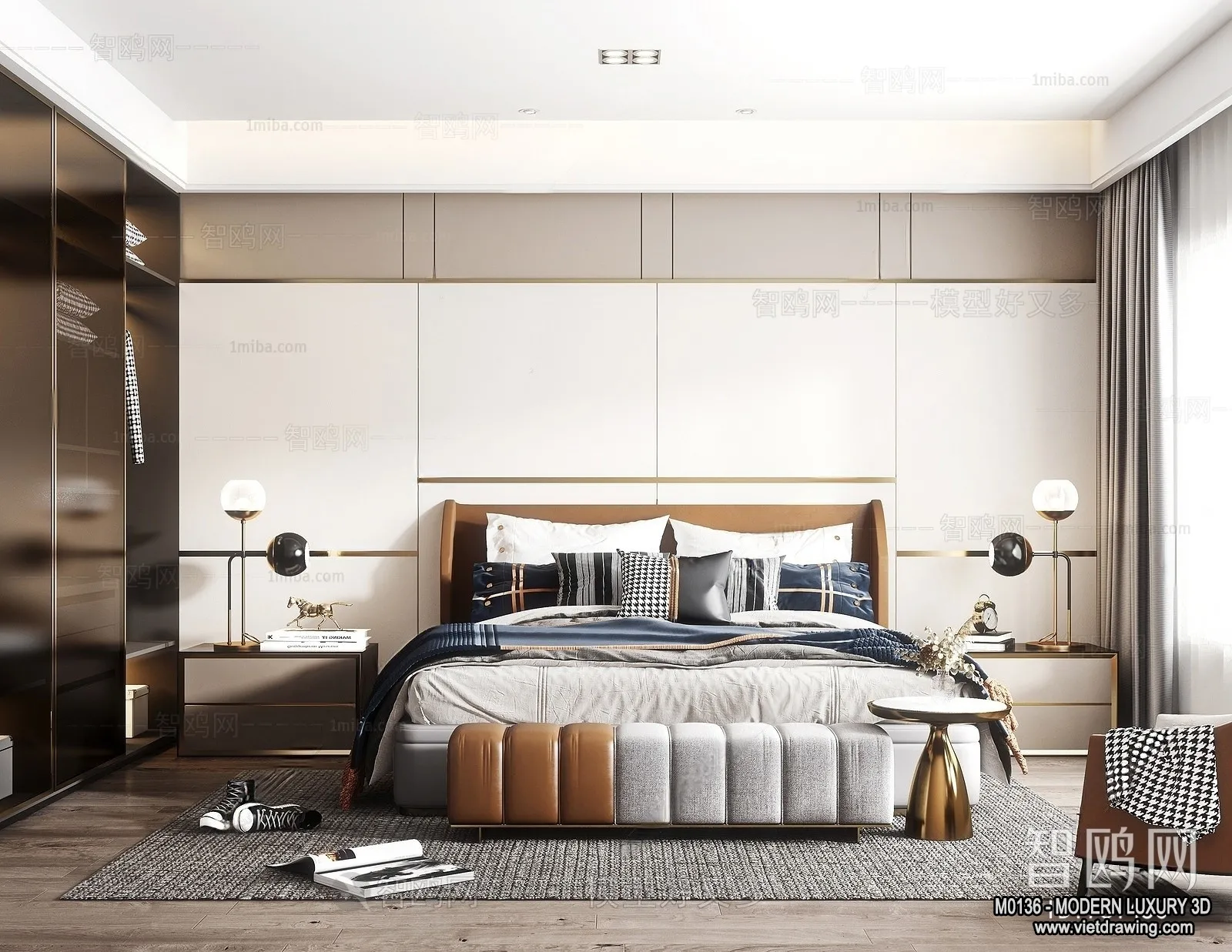 Bedroom – 3D Interior Scene – Luxury Style – 010