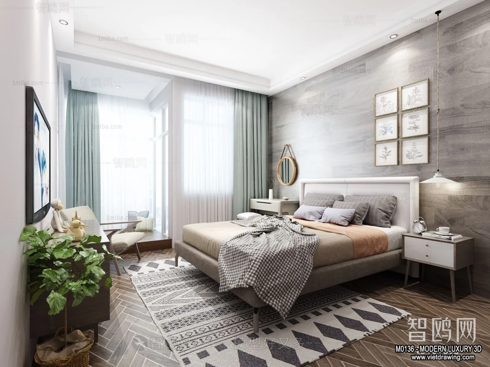 Bedroom – 3D Interior Scene – Luxury Style – 011