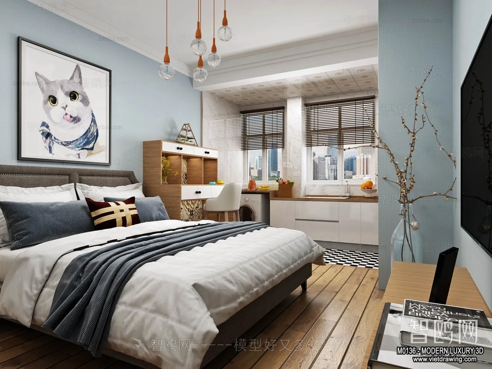 Bedroom – 3D Interior Scene – Luxury Style – 012