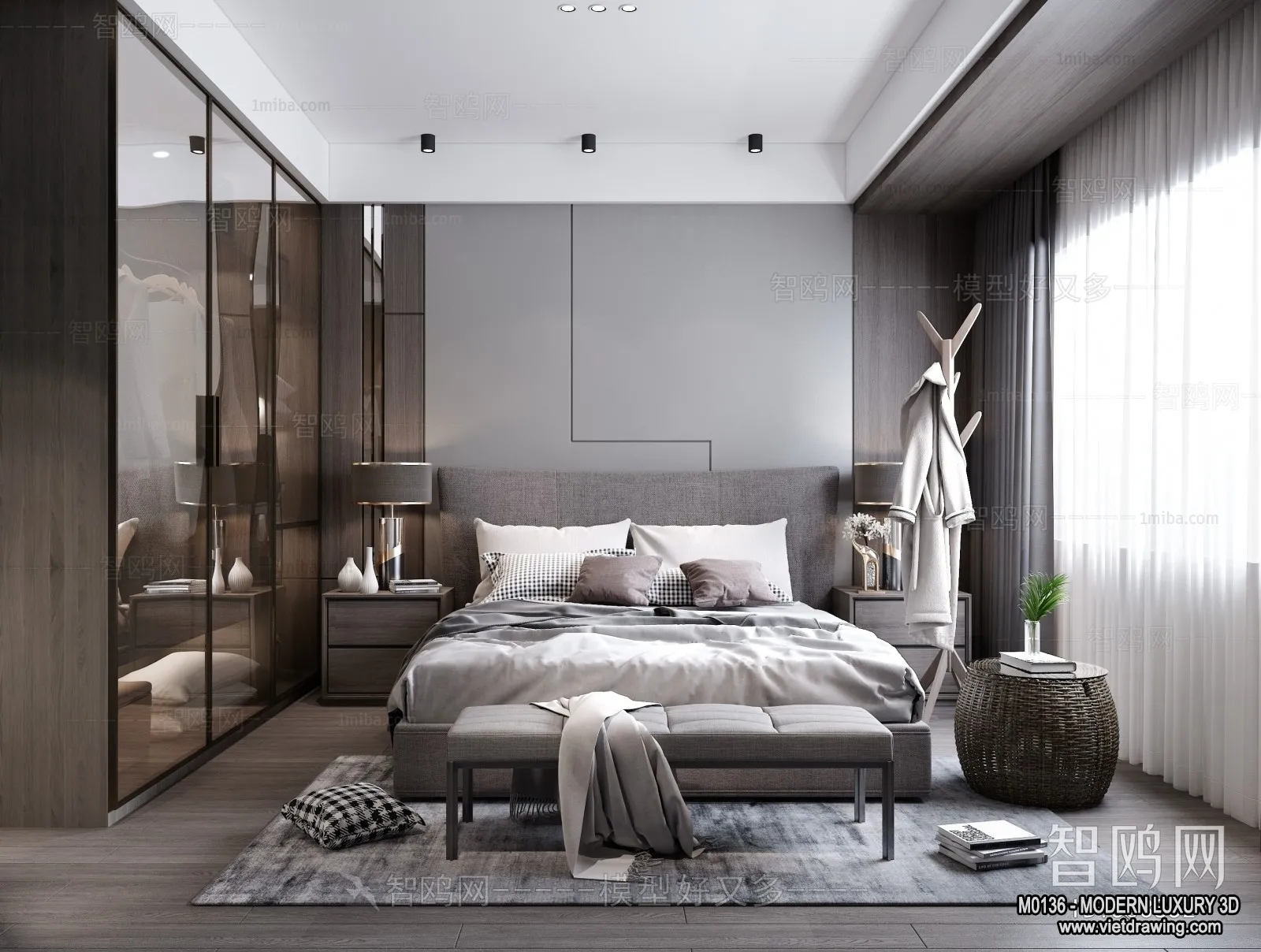 Bedroom – 3D Interior Scene – Luxury Style – 015