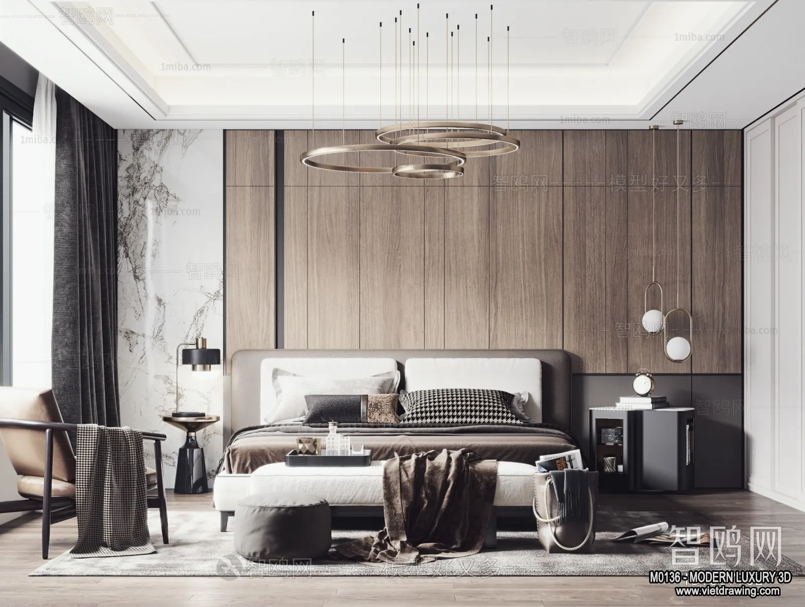 Bedroom – 3D Interior Scene – Luxury Style – 016