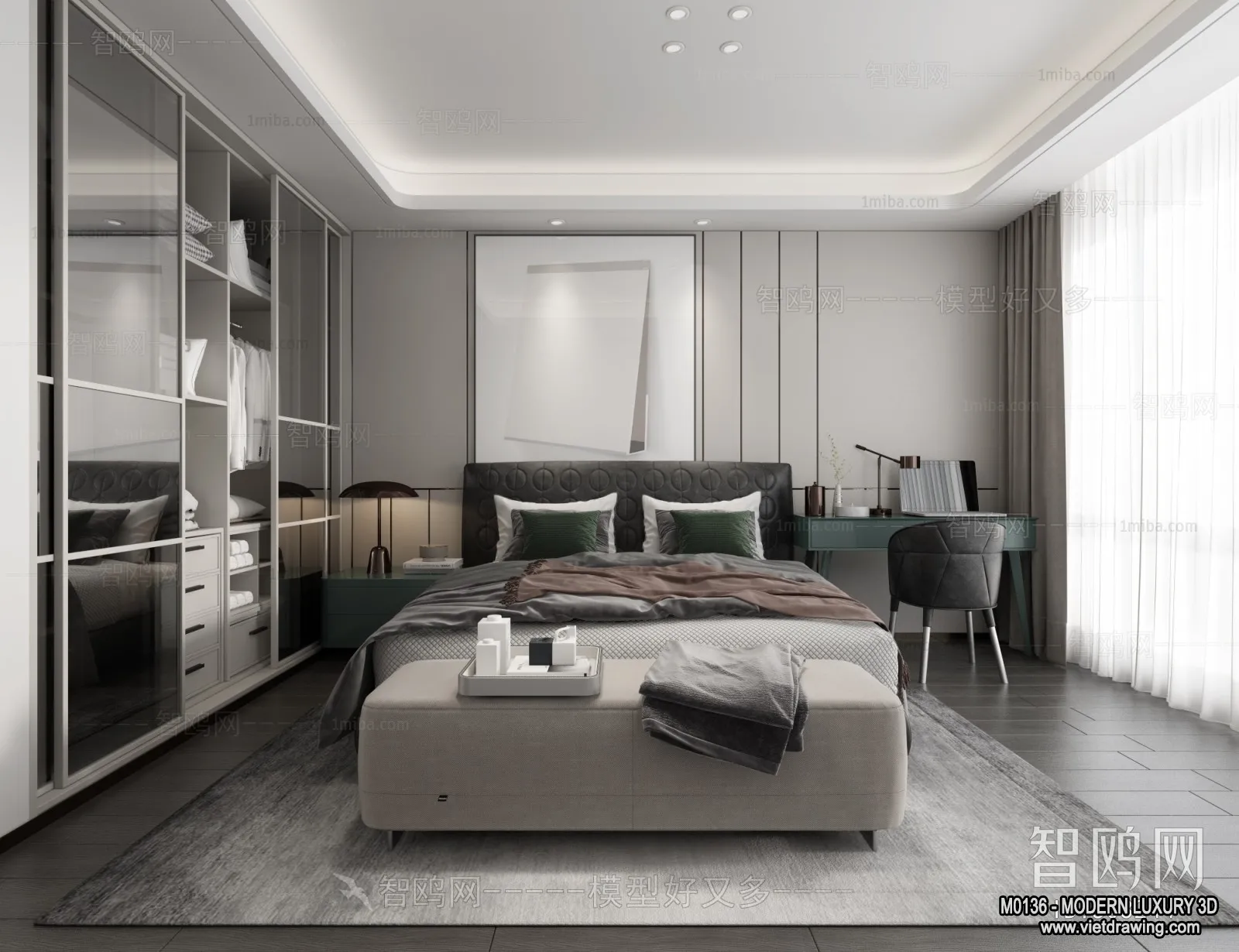 Bedroom – 3D Interior Scene – Luxury Style – 017