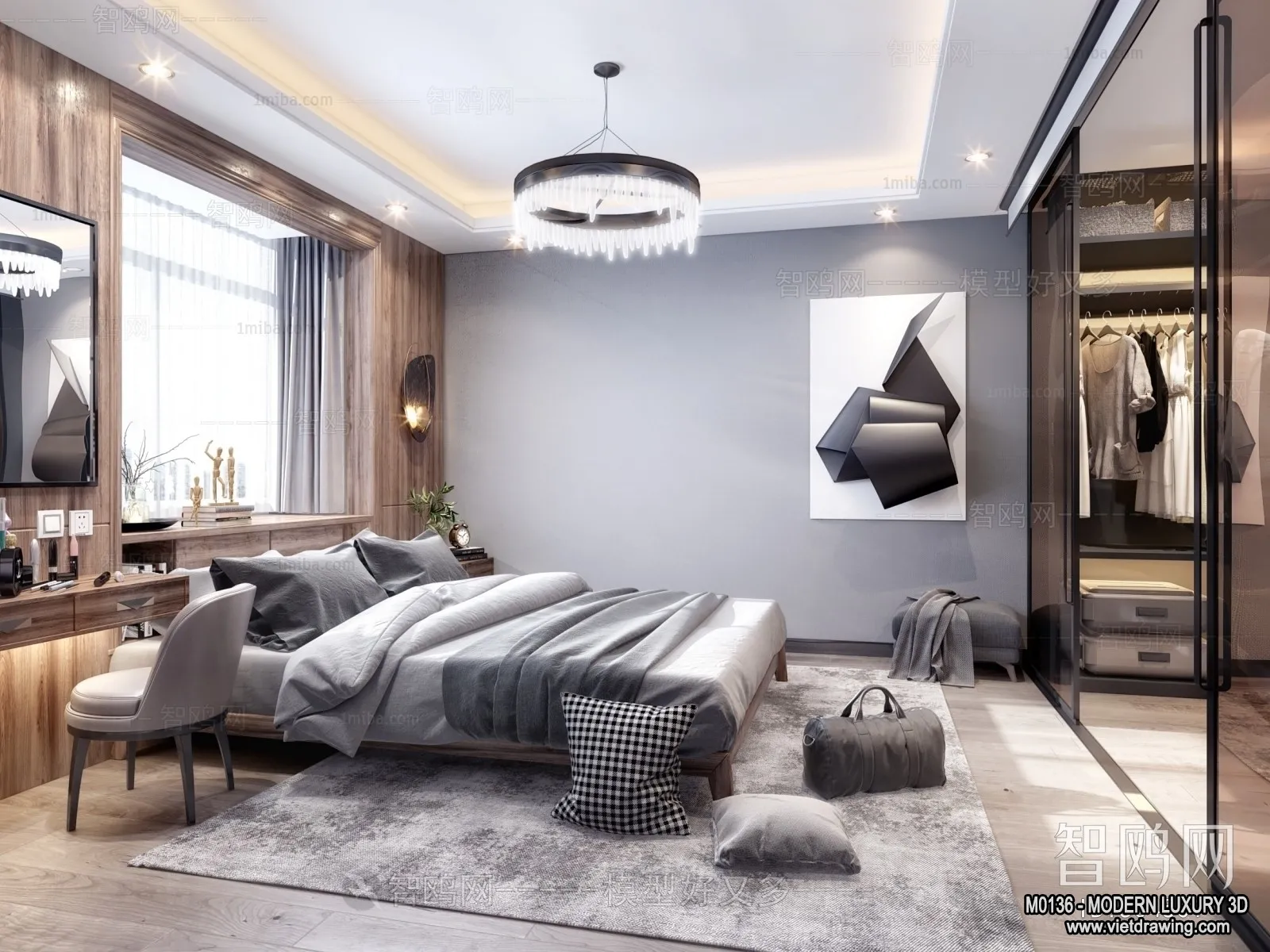 Bedroom – 3D Interior Scene – Luxury Style – 019