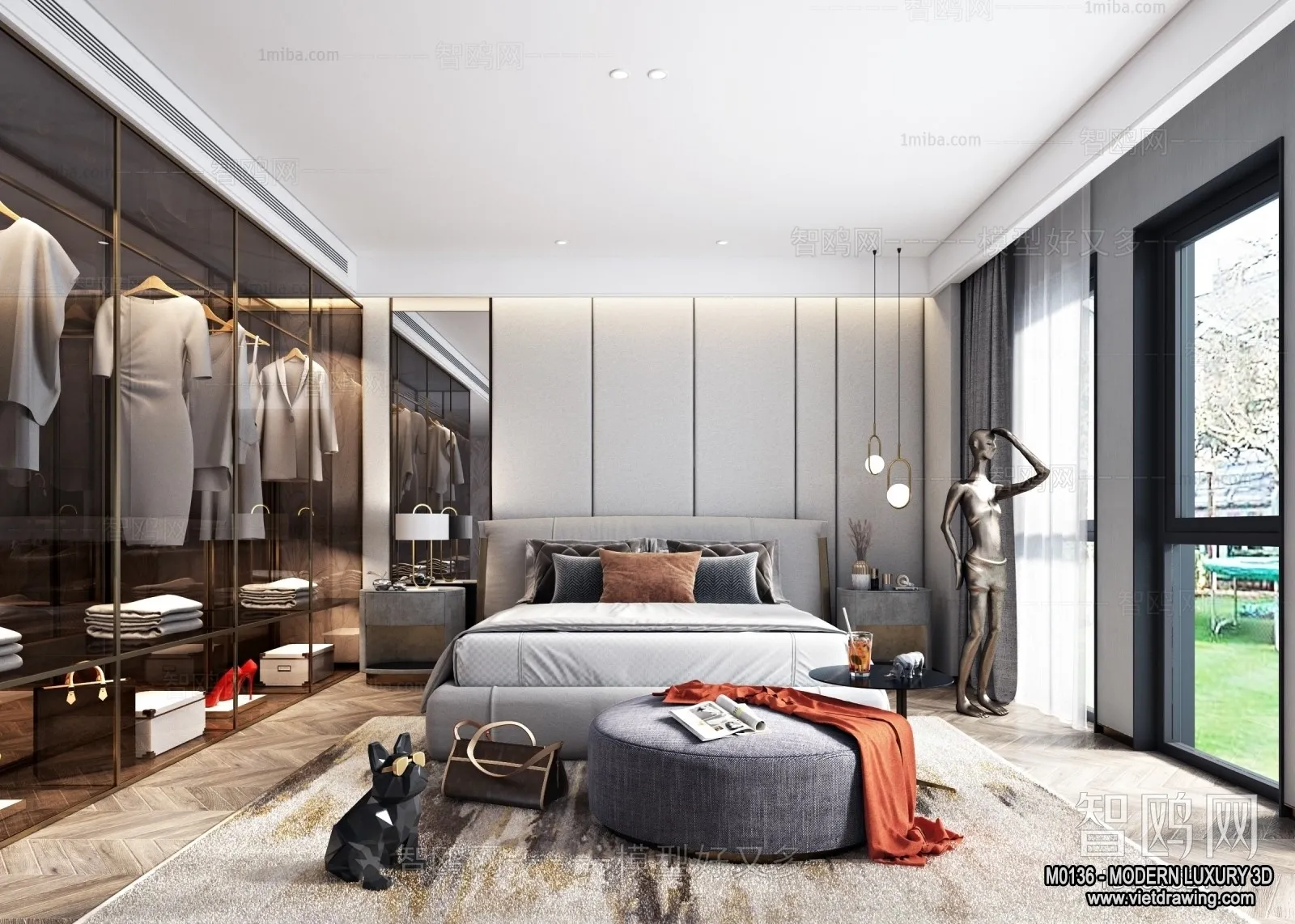 Bedroom – 3D Interior Scene – Luxury Style – 020