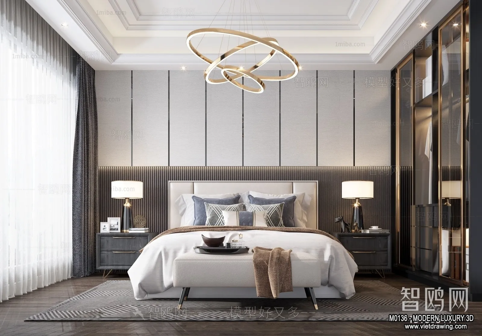 Bedroom – 3D Interior Scene – Luxury Style – 023