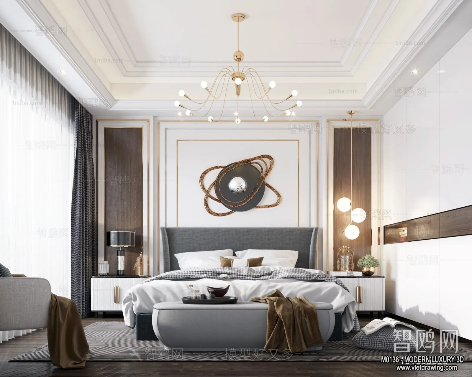 Bedroom – 3D Interior Scene – Luxury Style – 024