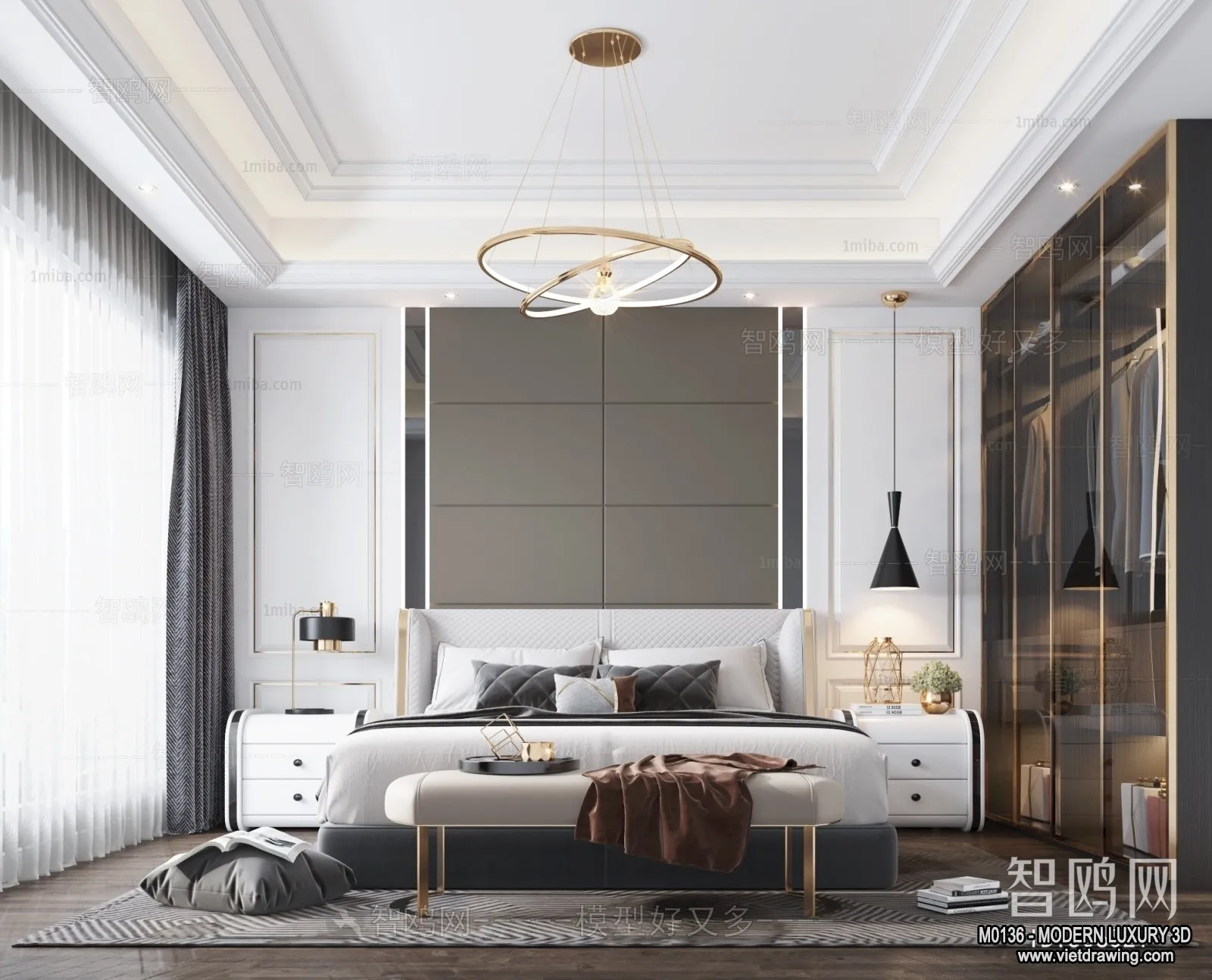 Bedroom – 3D Interior Scene – Luxury Style – 025