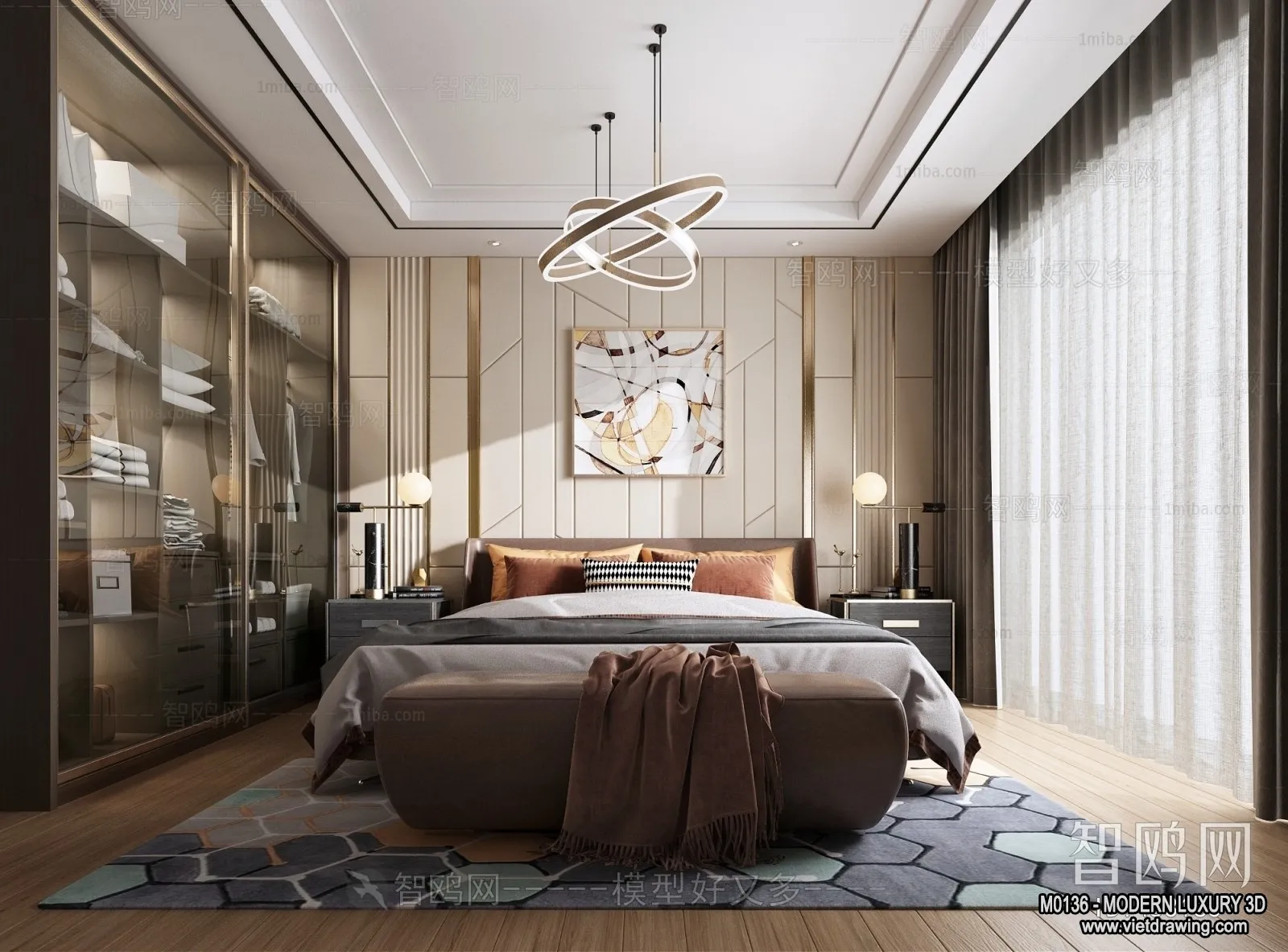 Bedroom – 3D Interior Scene – Luxury Style – 027