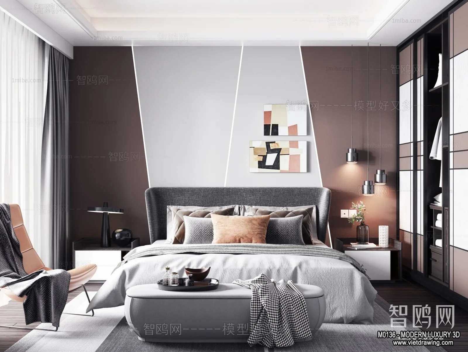 Bedroom – 3D Interior Scene – Luxury Style – 028