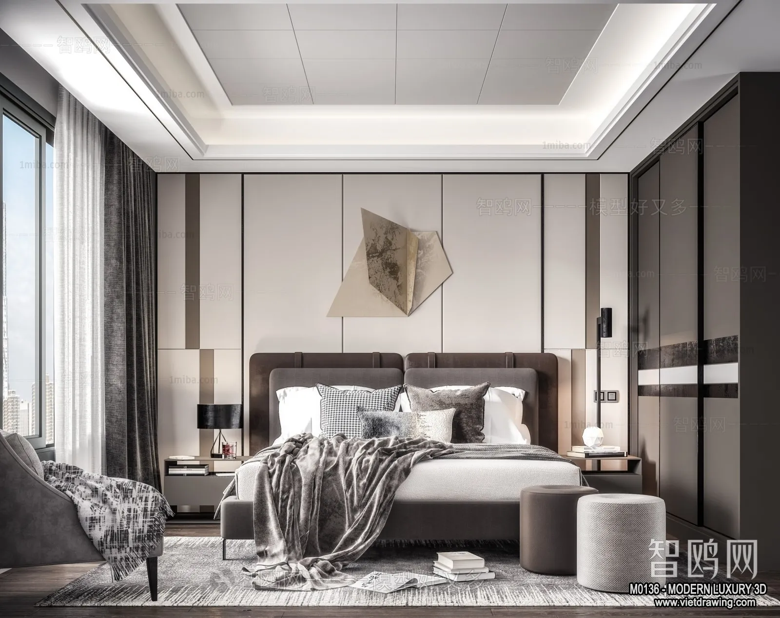 Bedroom – 3D Interior Scene – Luxury Style – 029