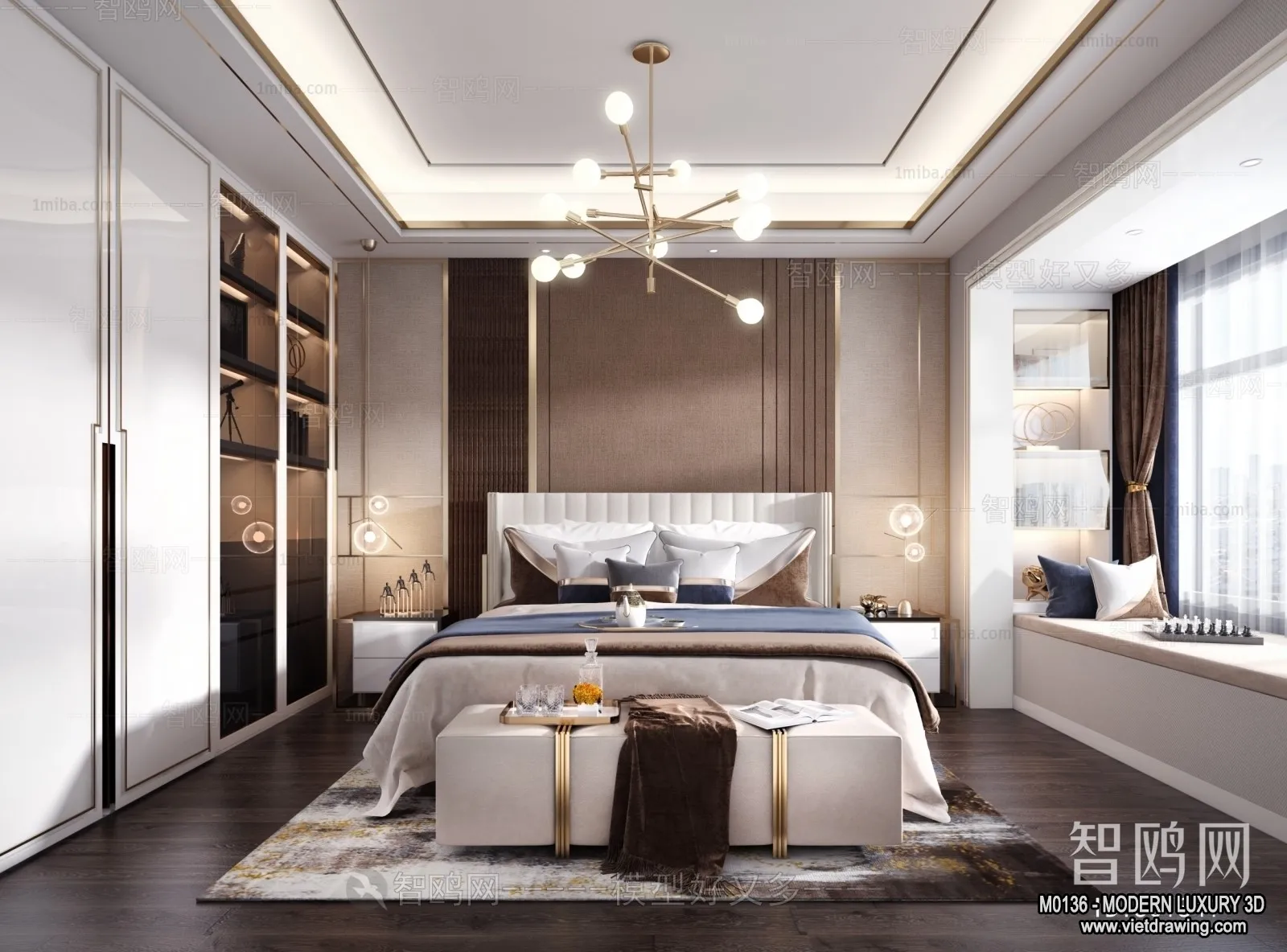 Bedroom – 3D Interior Scene – Luxury Style – 030