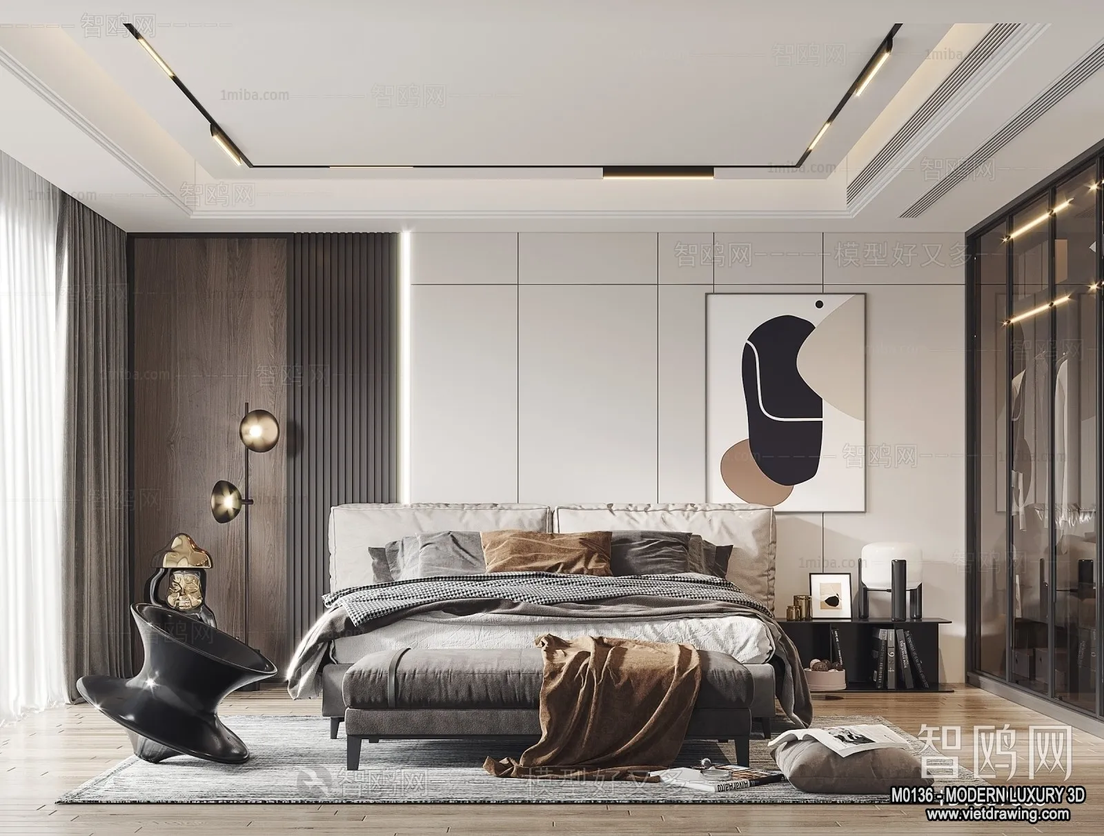 Bedroom – 3D Interior Scene – Luxury Style – 032