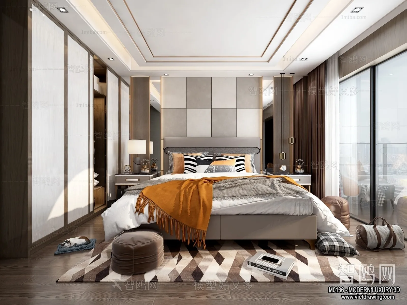 Bedroom – 3D Interior Scene – Luxury Style – 035