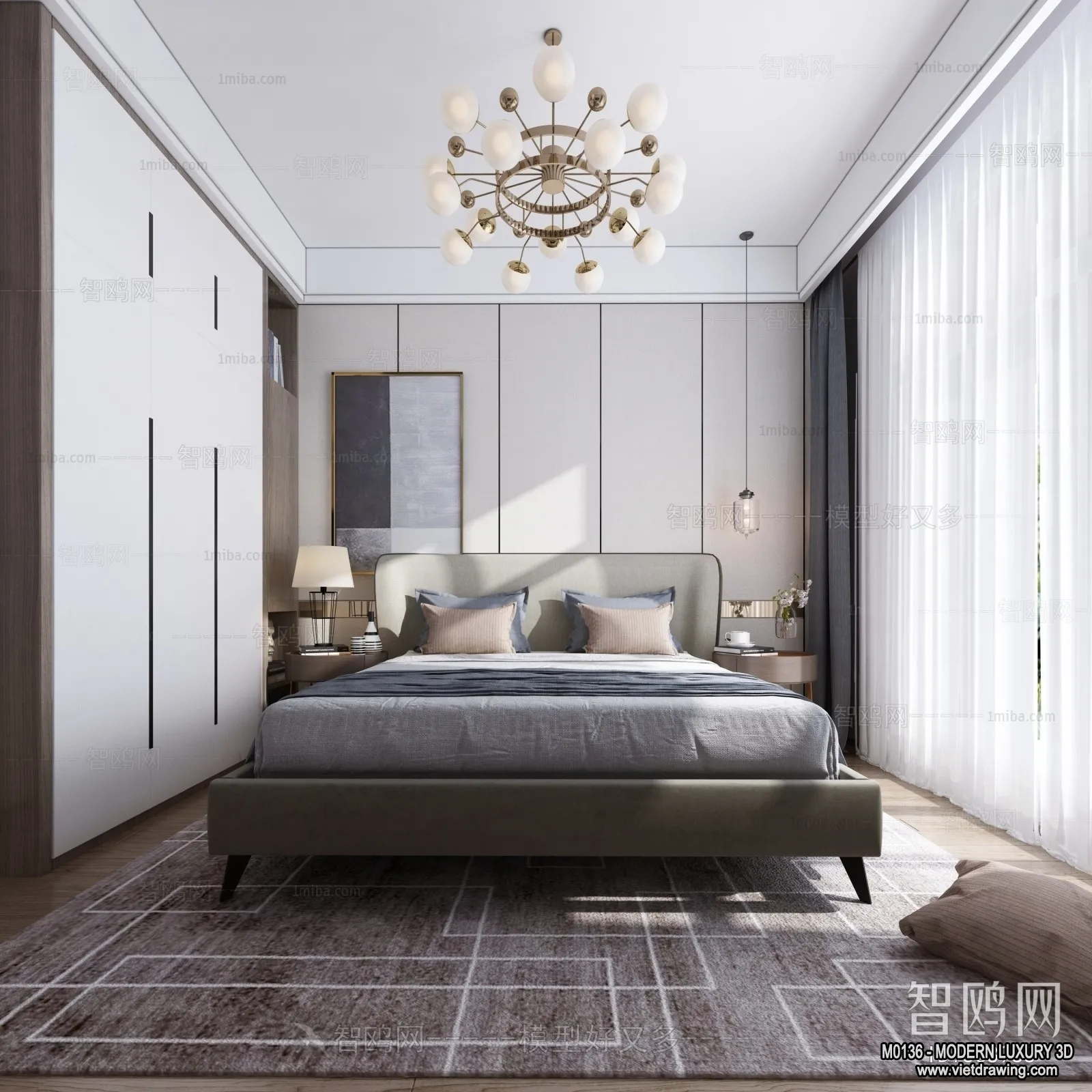 Bedroom – 3D Interior Scene – Luxury Style – 037