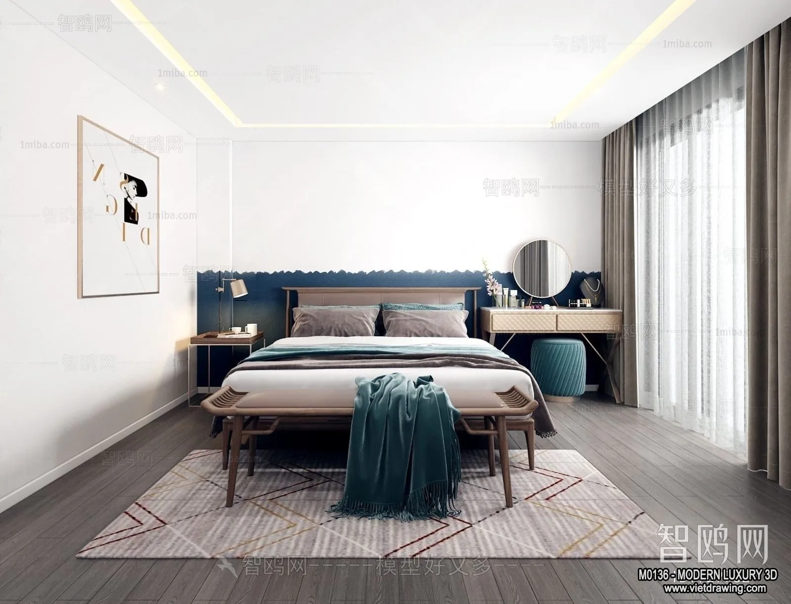 Bedroom – 3D Interior Scene – Luxury Style – 038