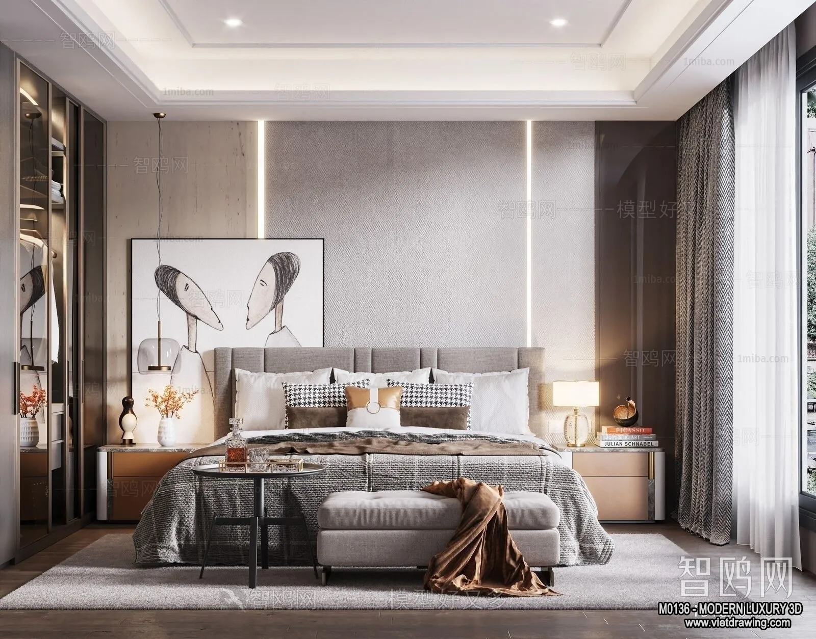 Bedroom – 3D Interior Scene – Luxury Style – 039