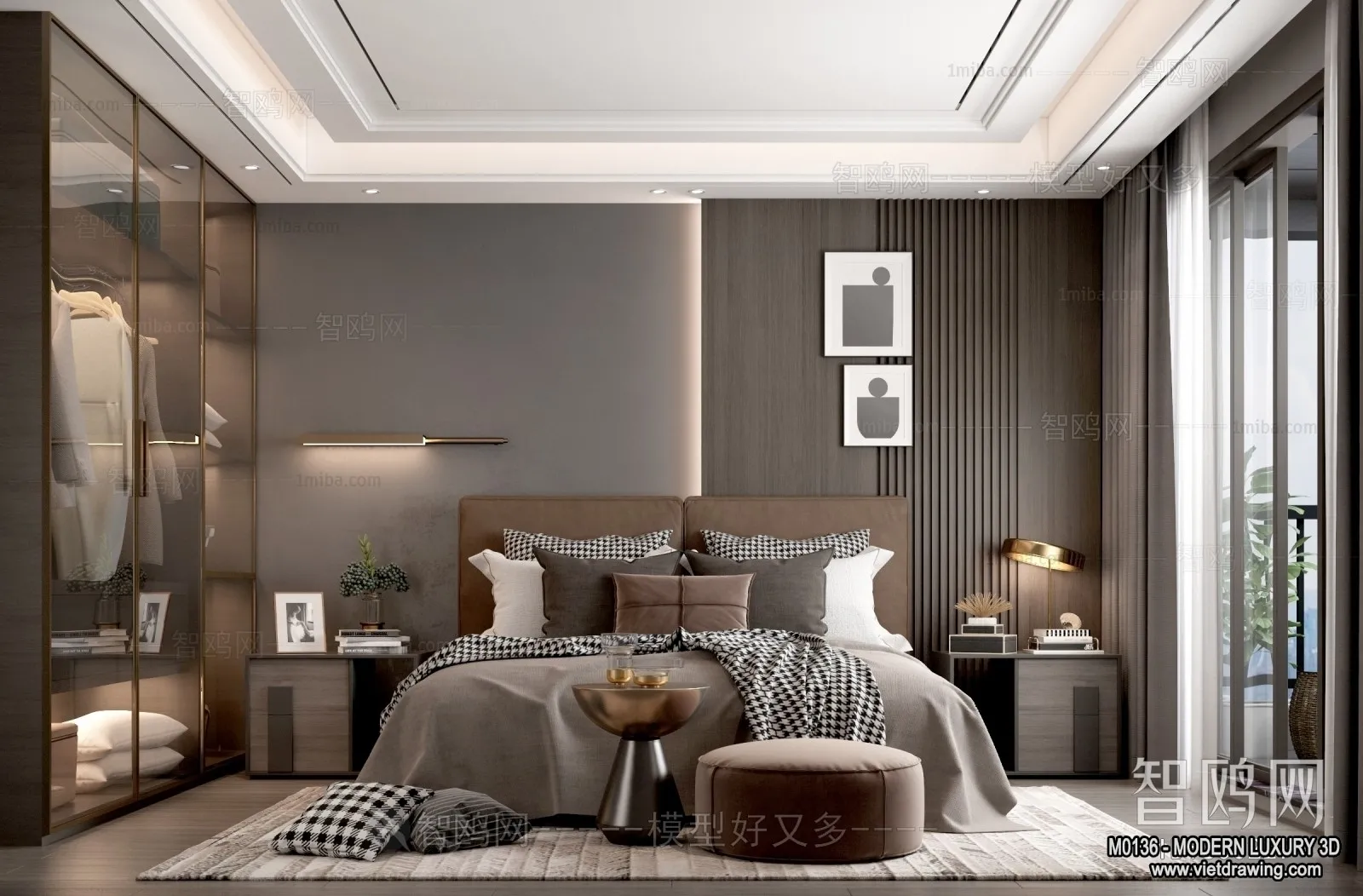 Bedroom – 3D Interior Scene – Luxury Style – 042