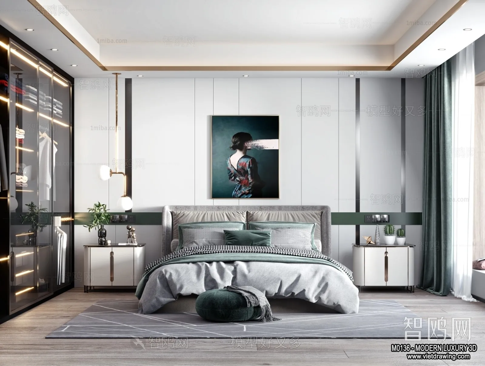 Bedroom – 3D Interior Scene – Luxury Style – 043