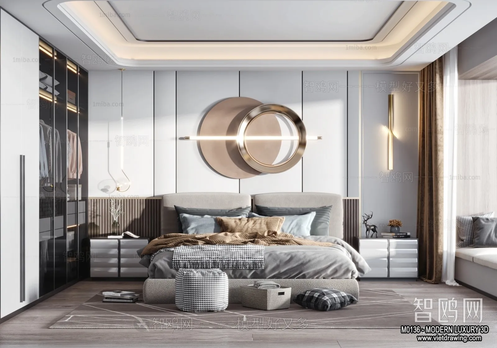 Bedroom – 3D Interior Scene – Luxury Style – 044