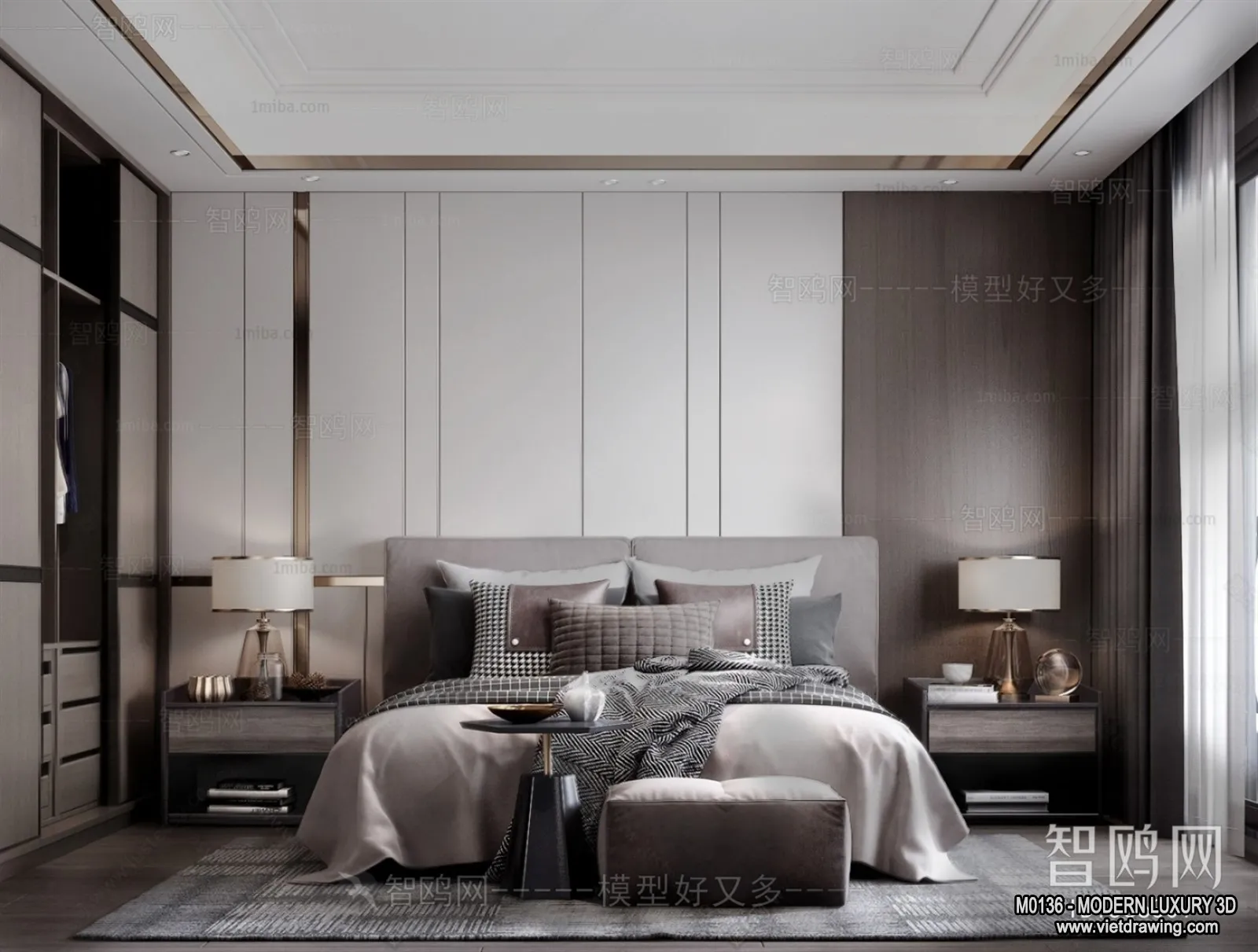 Bedroom – 3D Interior Scene – Luxury Style – 045