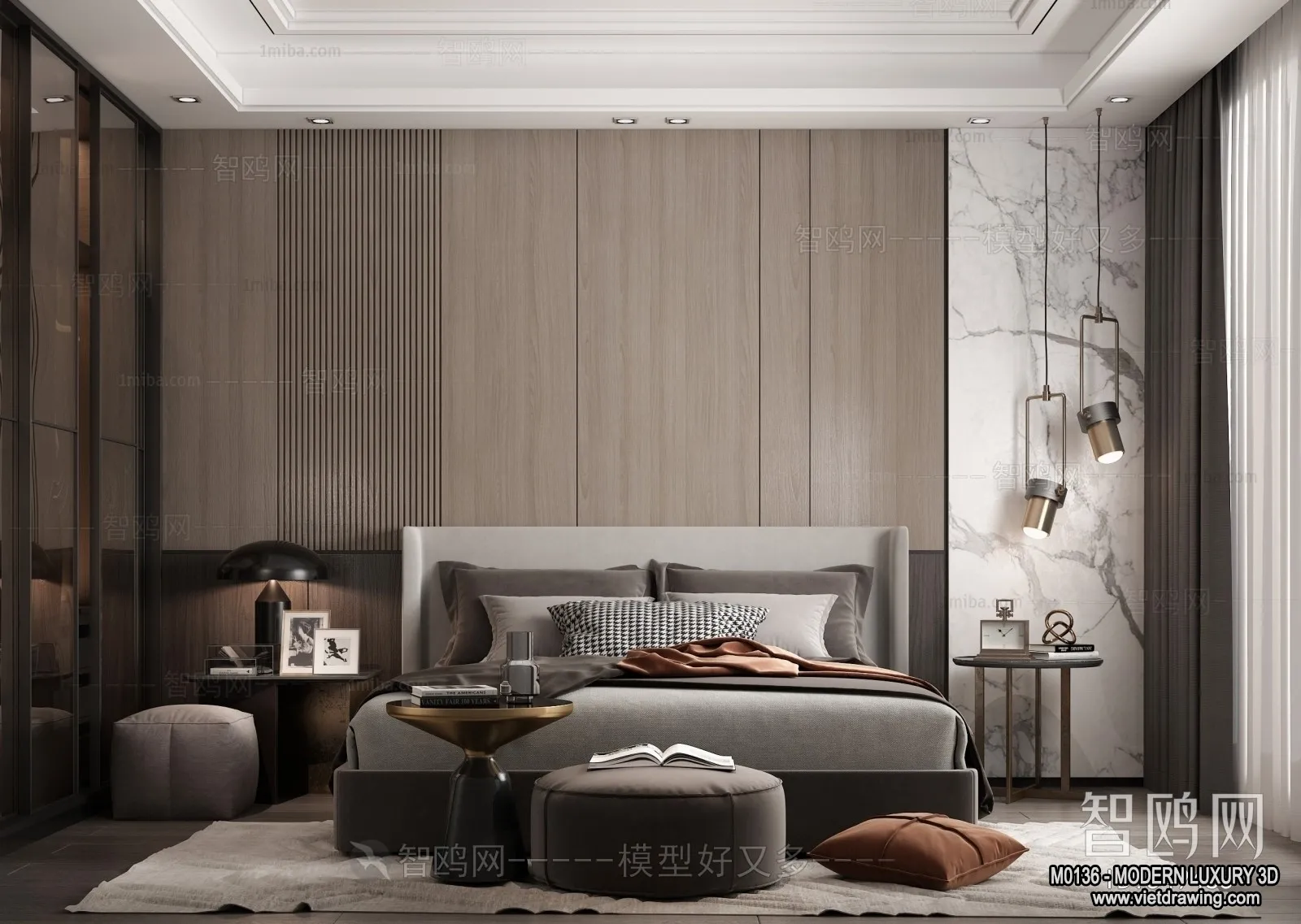 Bedroom – 3D Interior Scene – Luxury Style – 046