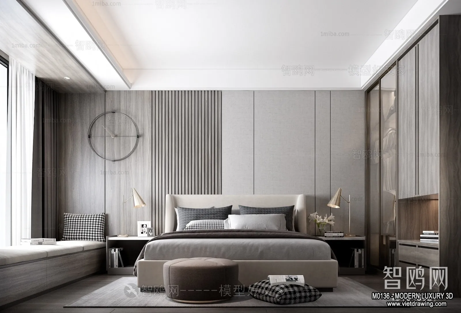 Bedroom – 3D Interior Scene – Luxury Style – 048