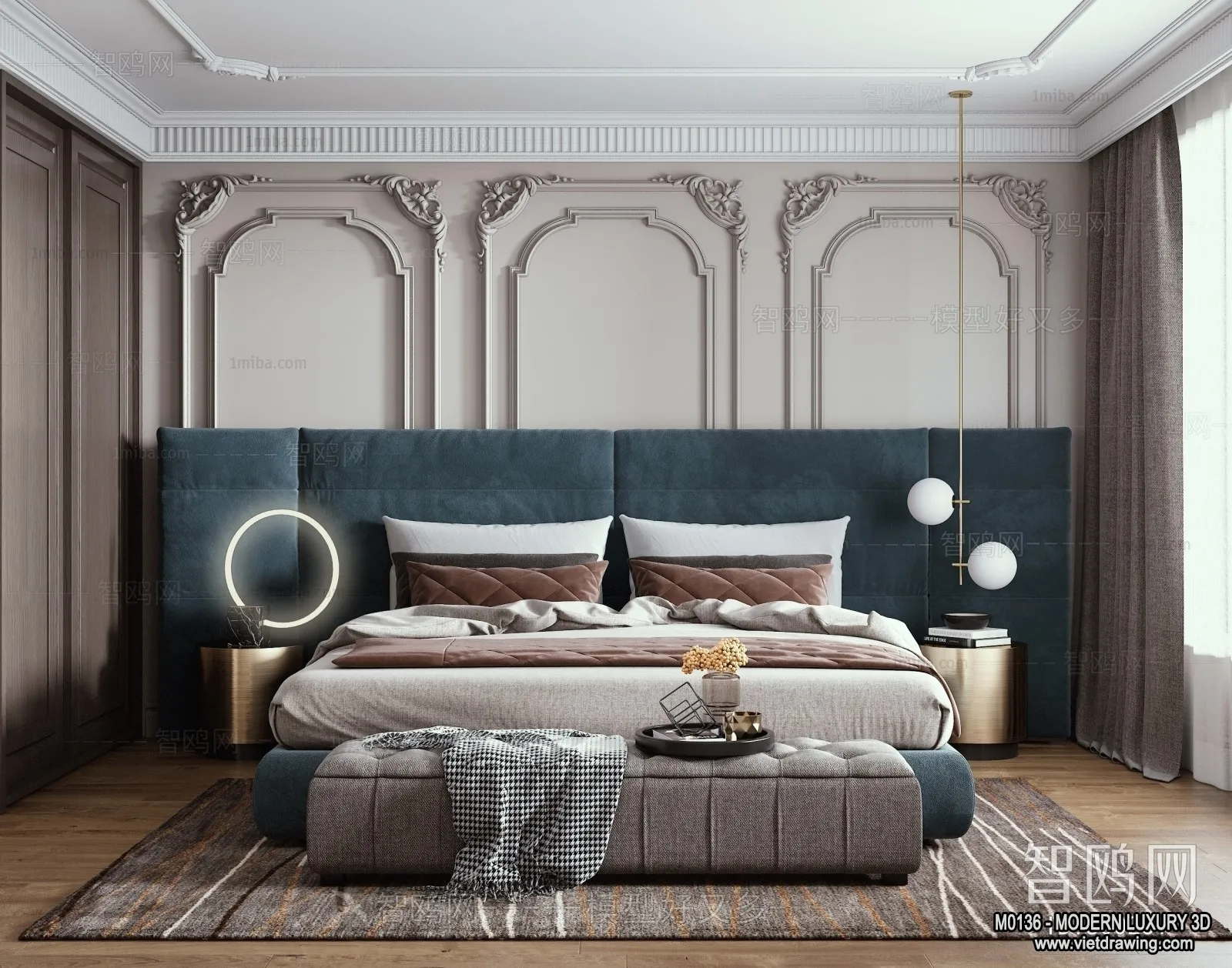 Bedroom – 3D Interior Scene – Luxury Style – 053