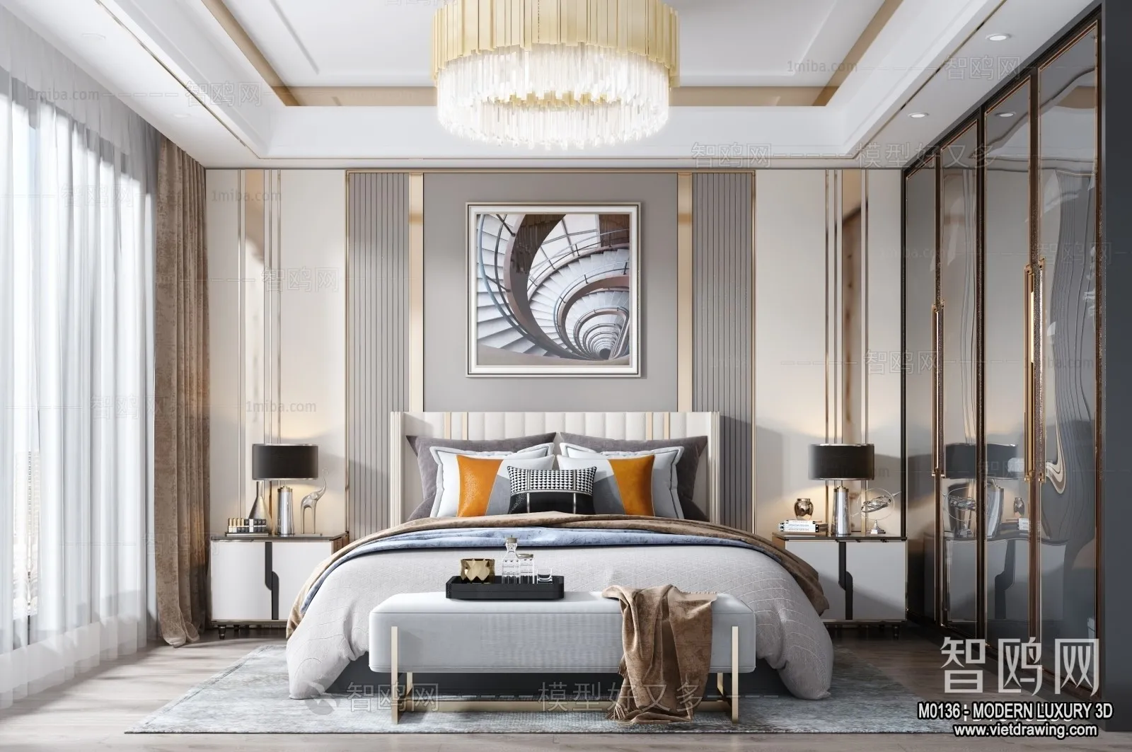 Bedroom – 3D Interior Scene – Luxury Style – 057