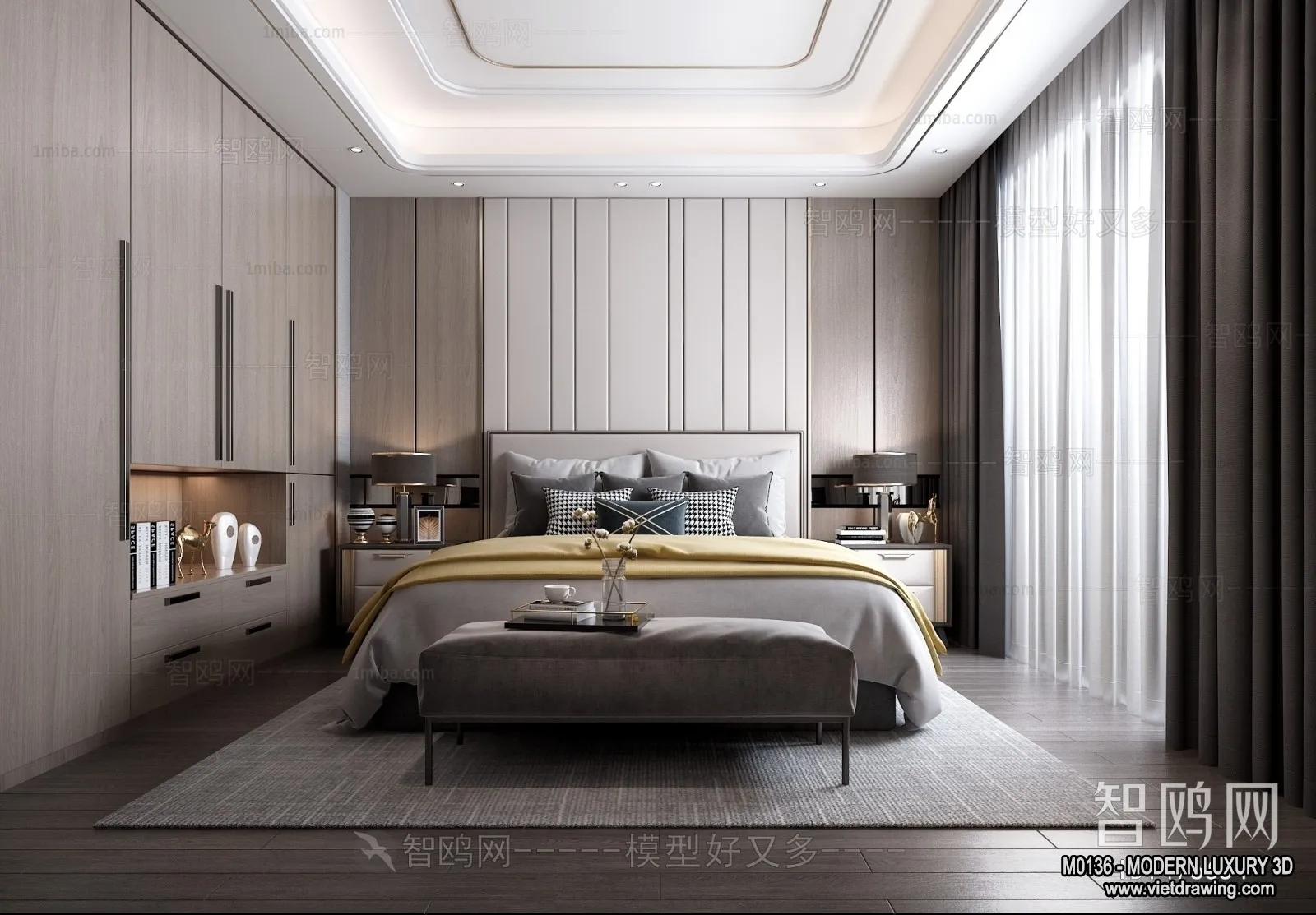 Bedroom – 3D Interior Scene – Luxury Style – 059