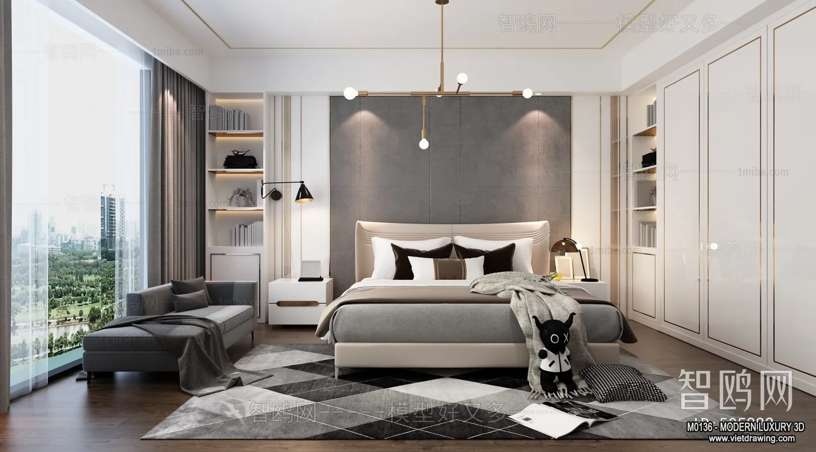 Bedroom – 3D Interior Scene – Luxury Style – 064