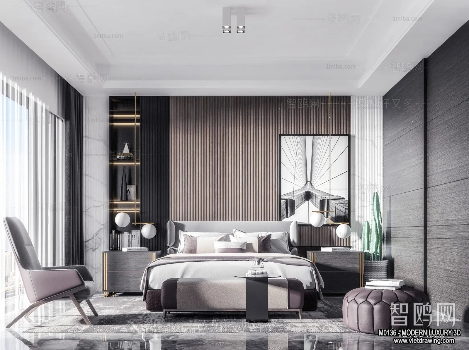 Bedroom – 3D Interior Scene – Luxury Style – 066